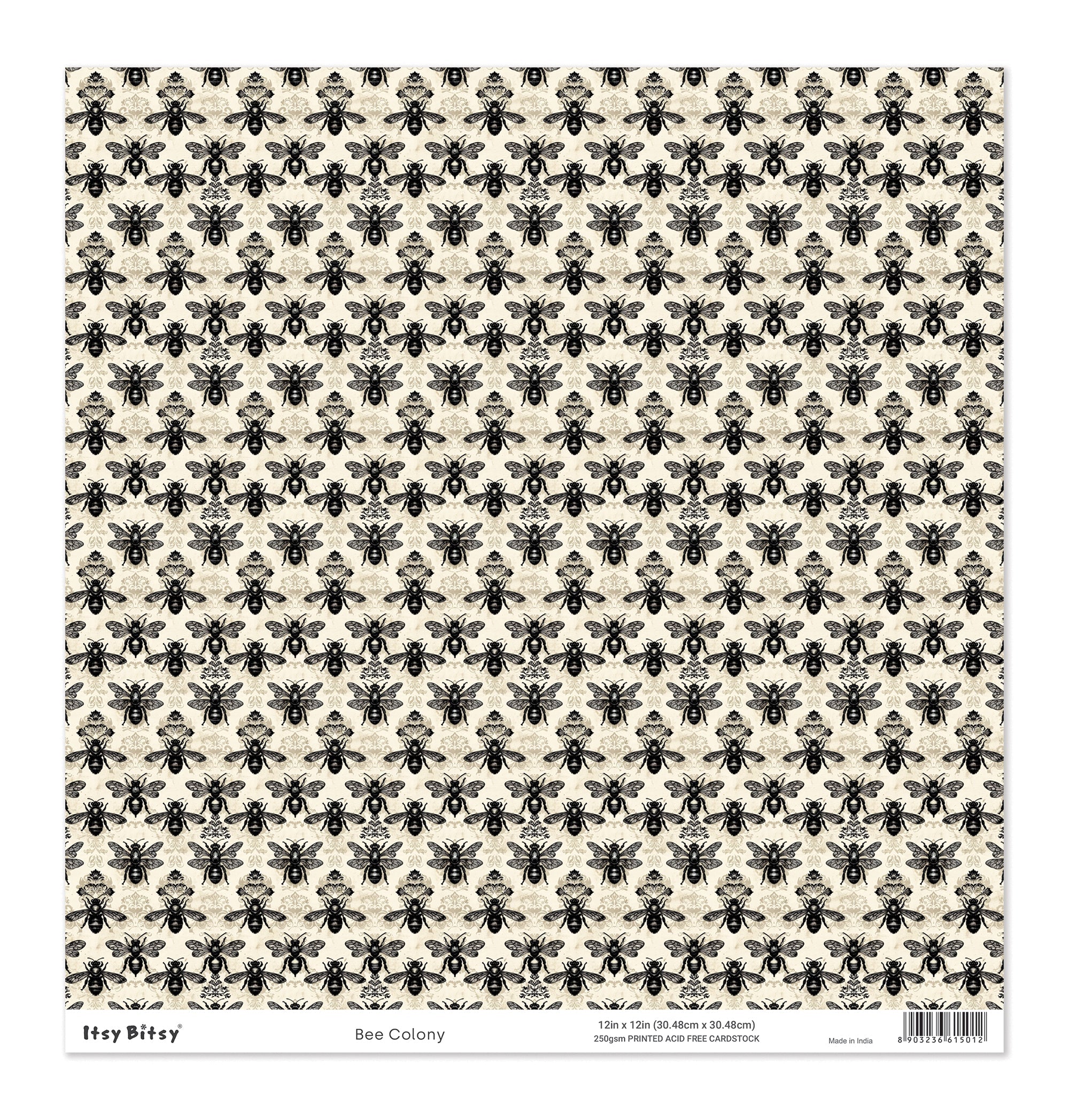 Printed Cardstock |  12 X 12inch |  Bee Colony | 250gsm | 1Sheet