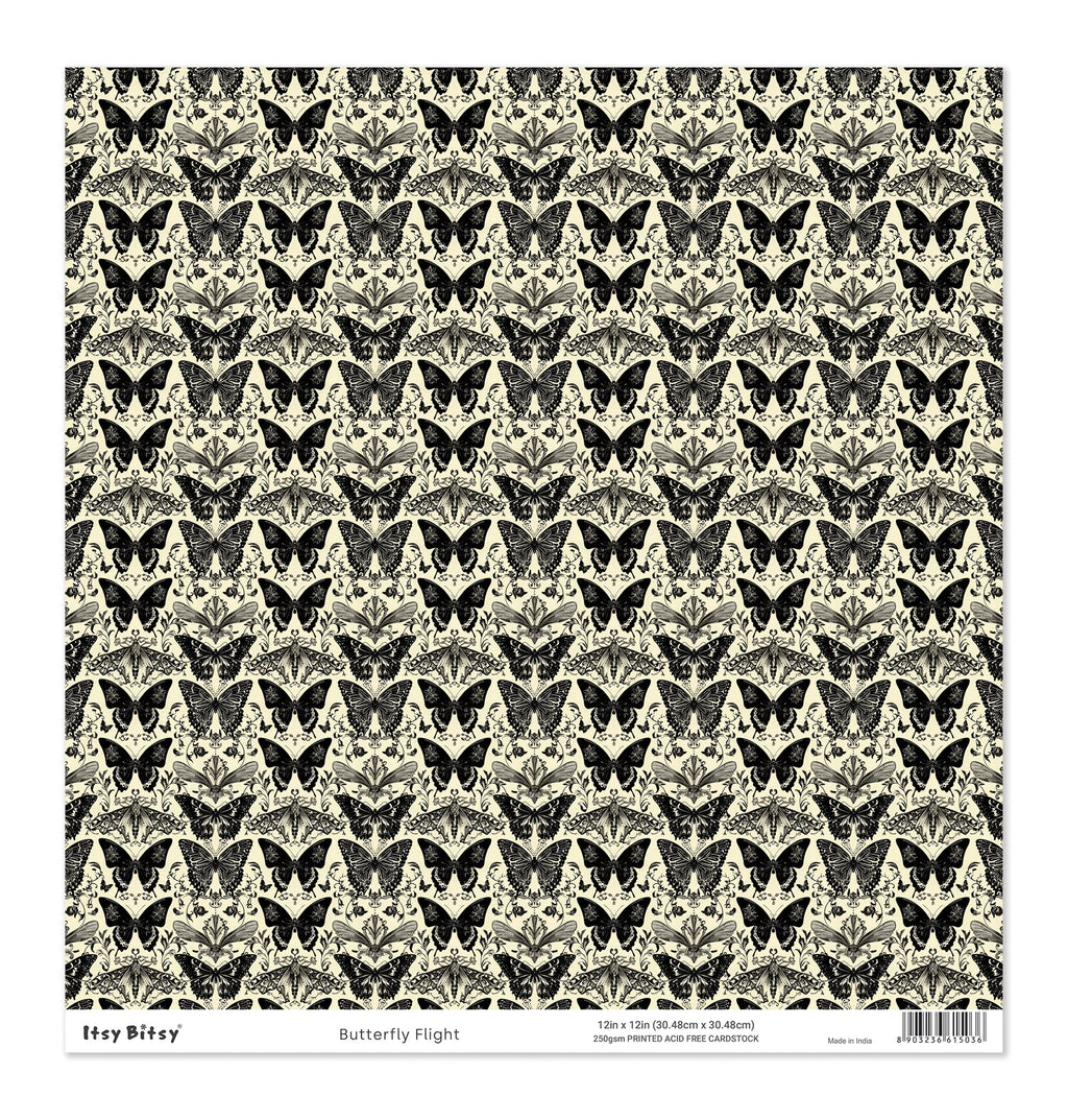 Printed Cardstock |  12 X 12inch |  Butterfly Flight | 250gsm | 1Sheet