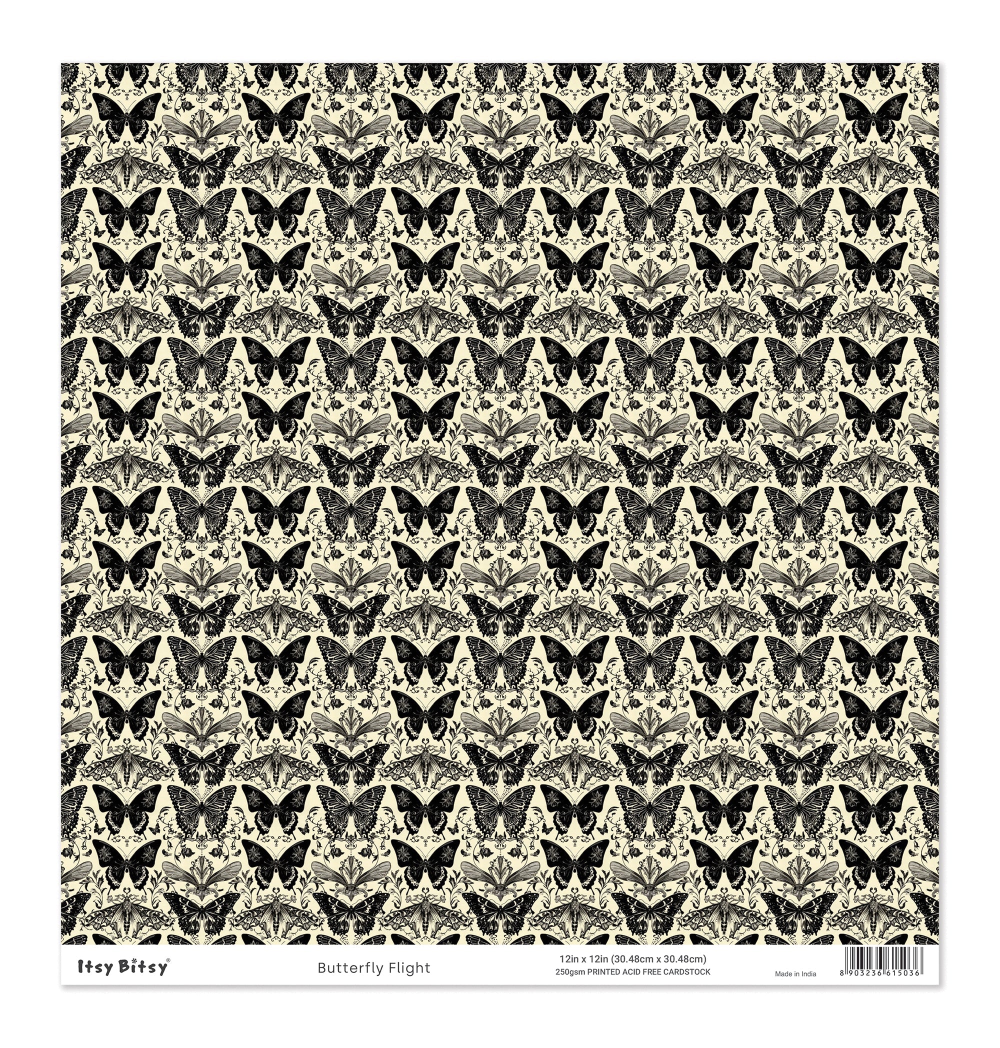 Printed Cardstock |  12 X 12inch |  Butterfly Flight | 250gsm | 1Sheet