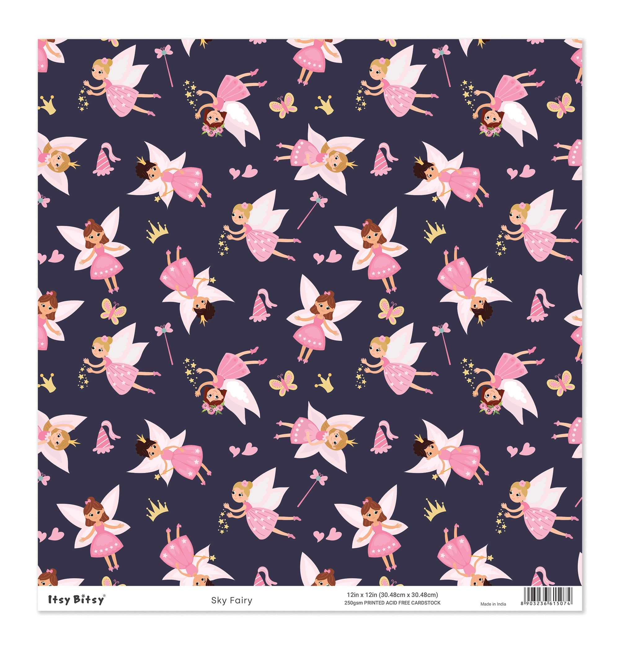 Printed Cardstock |  12 X 12inch |  Sky Fairy | 250gsm | 1Sheet