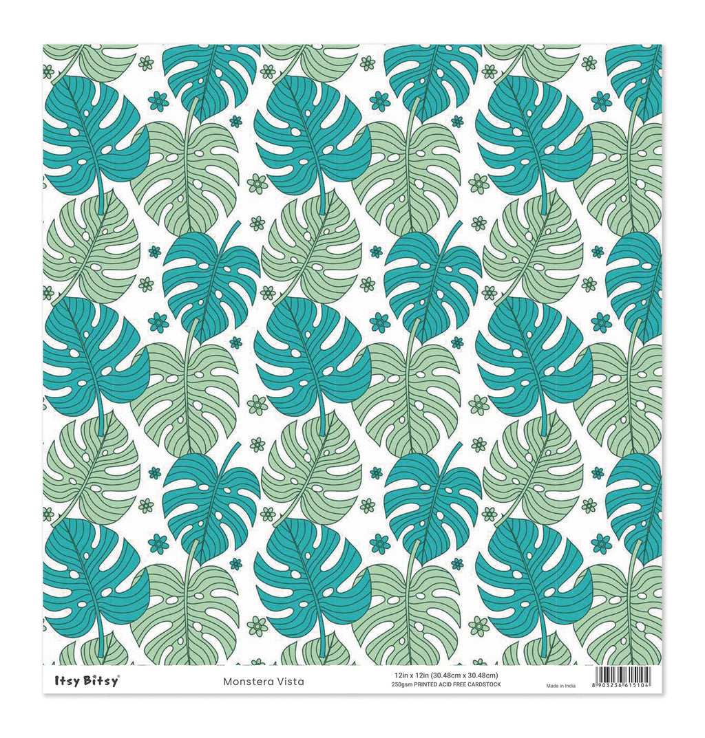 Printed Cardstock |  12 X 12inch |  Monstera Vista | 250gsm | 1Sheet