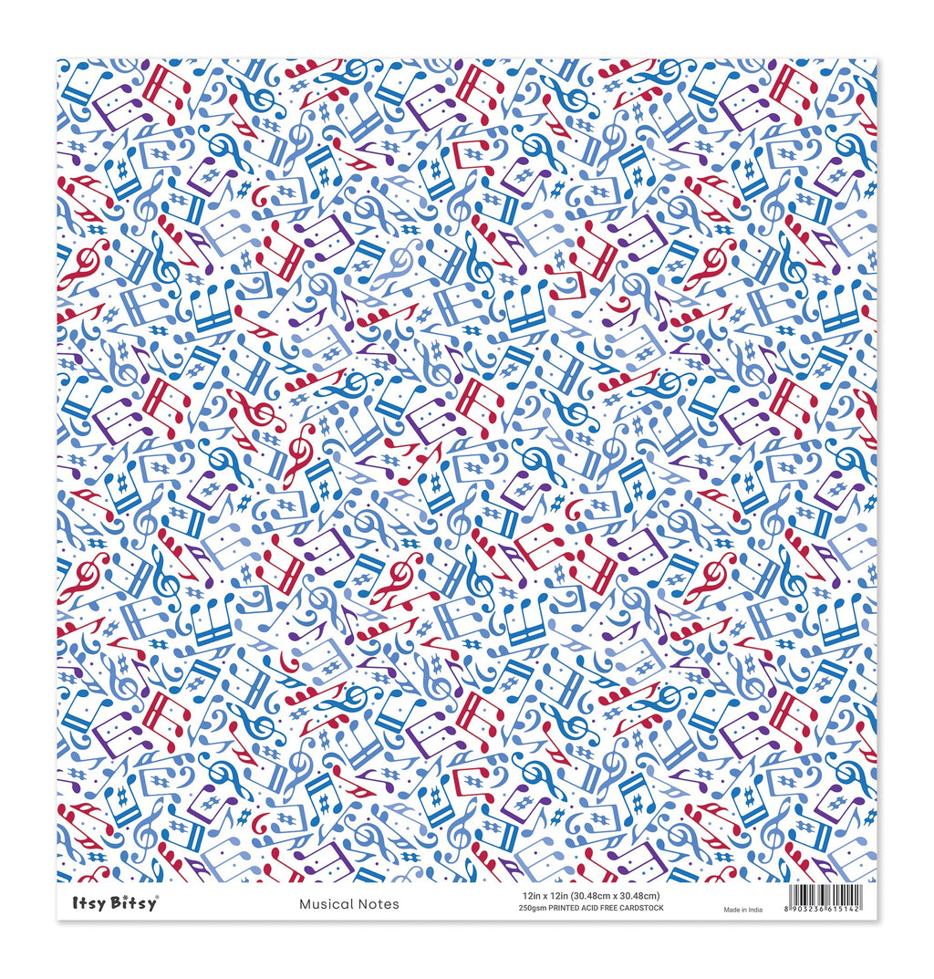 Printed Cardstock |  12 X 12inch |  Musical Notes | 250gsm | 1Sheet
