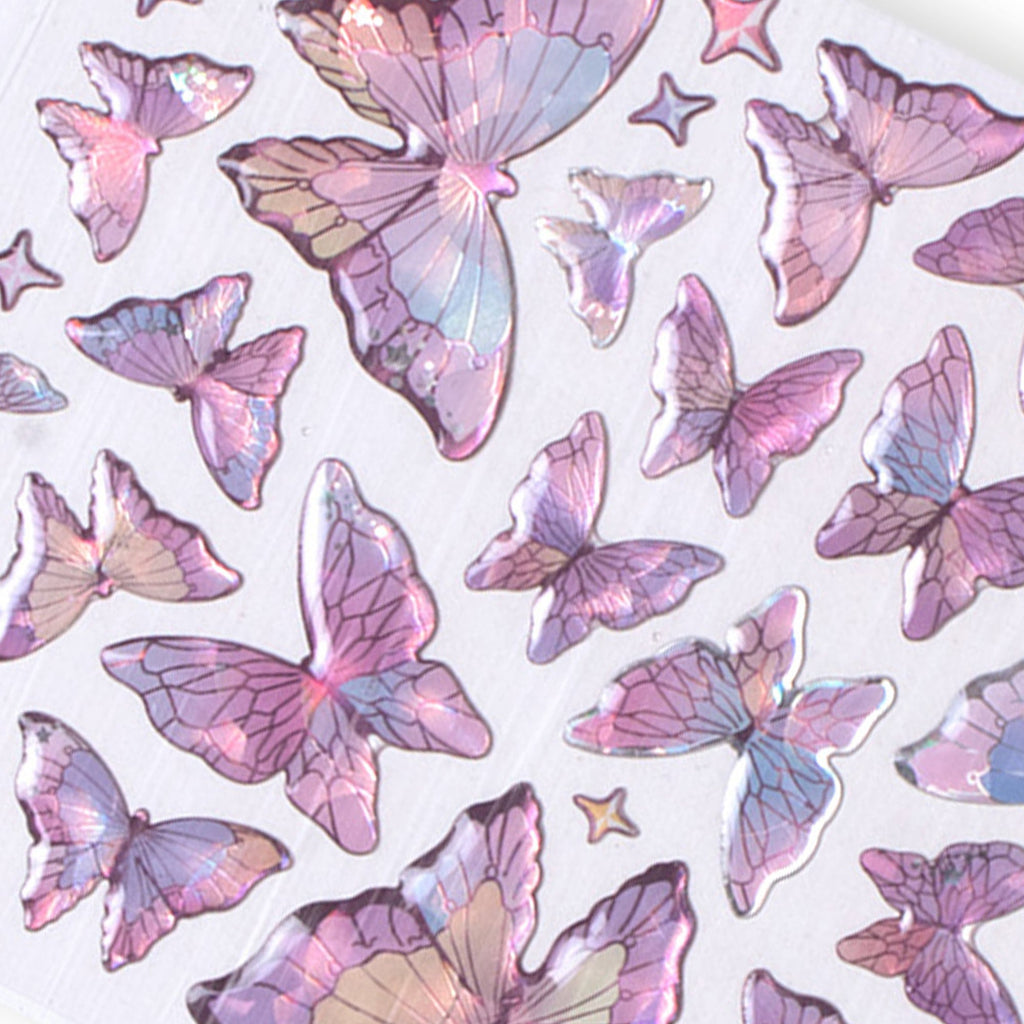 Resin Sticker Pretty Butterfly Purple Blend 53pcs