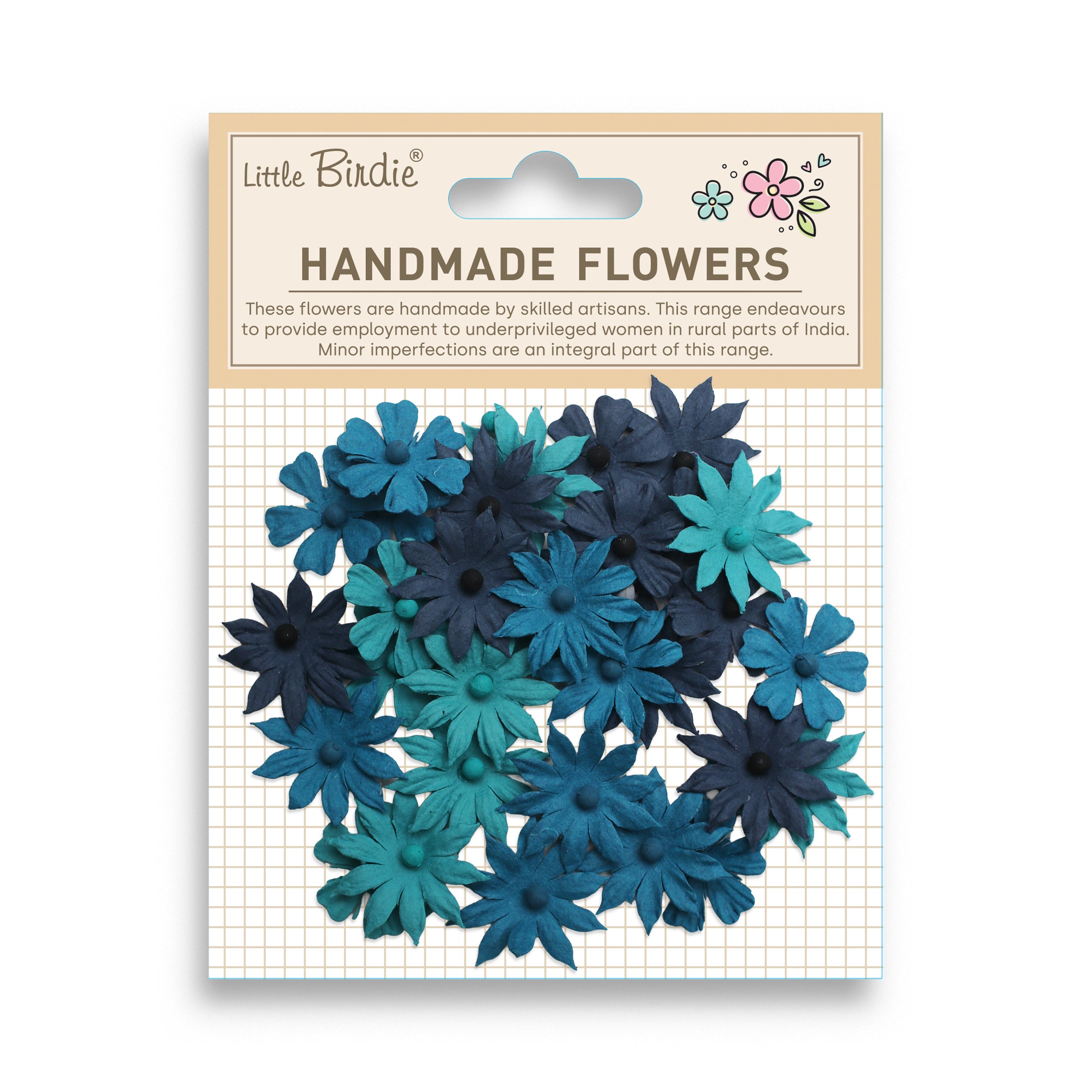 Handmade Flowers Valerie Blue Sky 32Pc