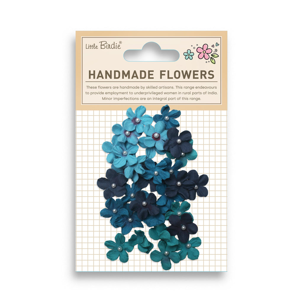 Handmade Flowers Pearl Petites Blue Sky 30Pc