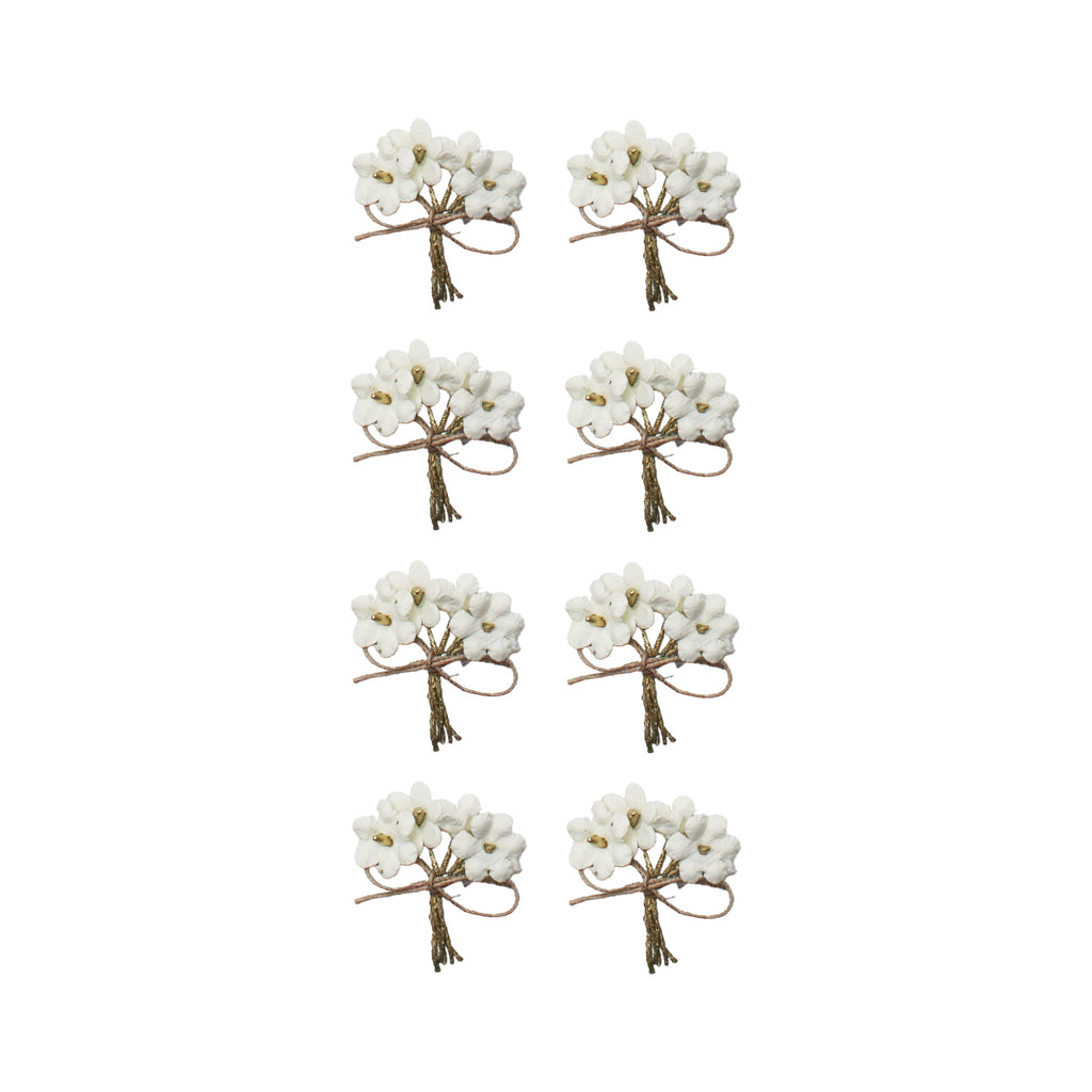 Handmade Flowers Bouquet Ivory Pearl 8Pc