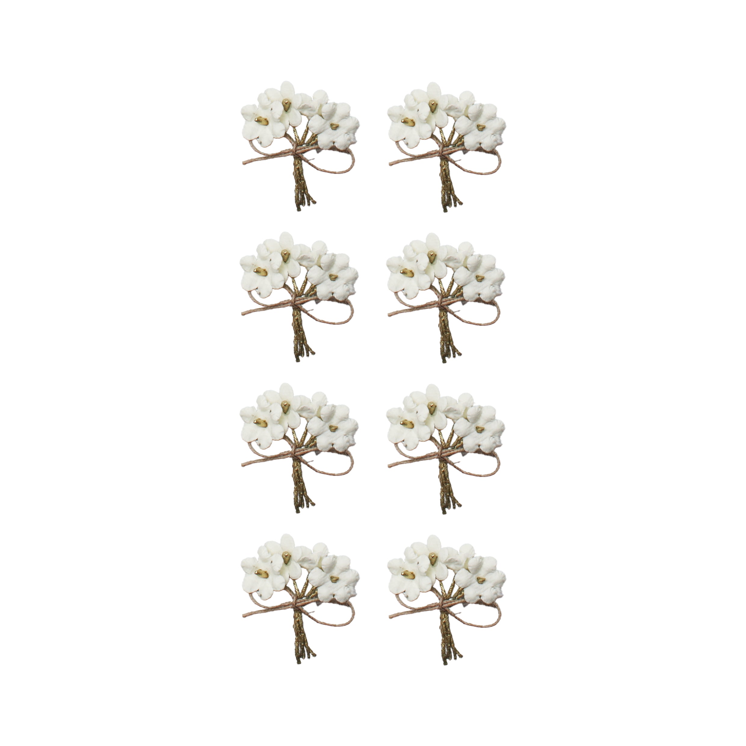 Handmade Flowers Bouquet Ivory Pearl 8Pc