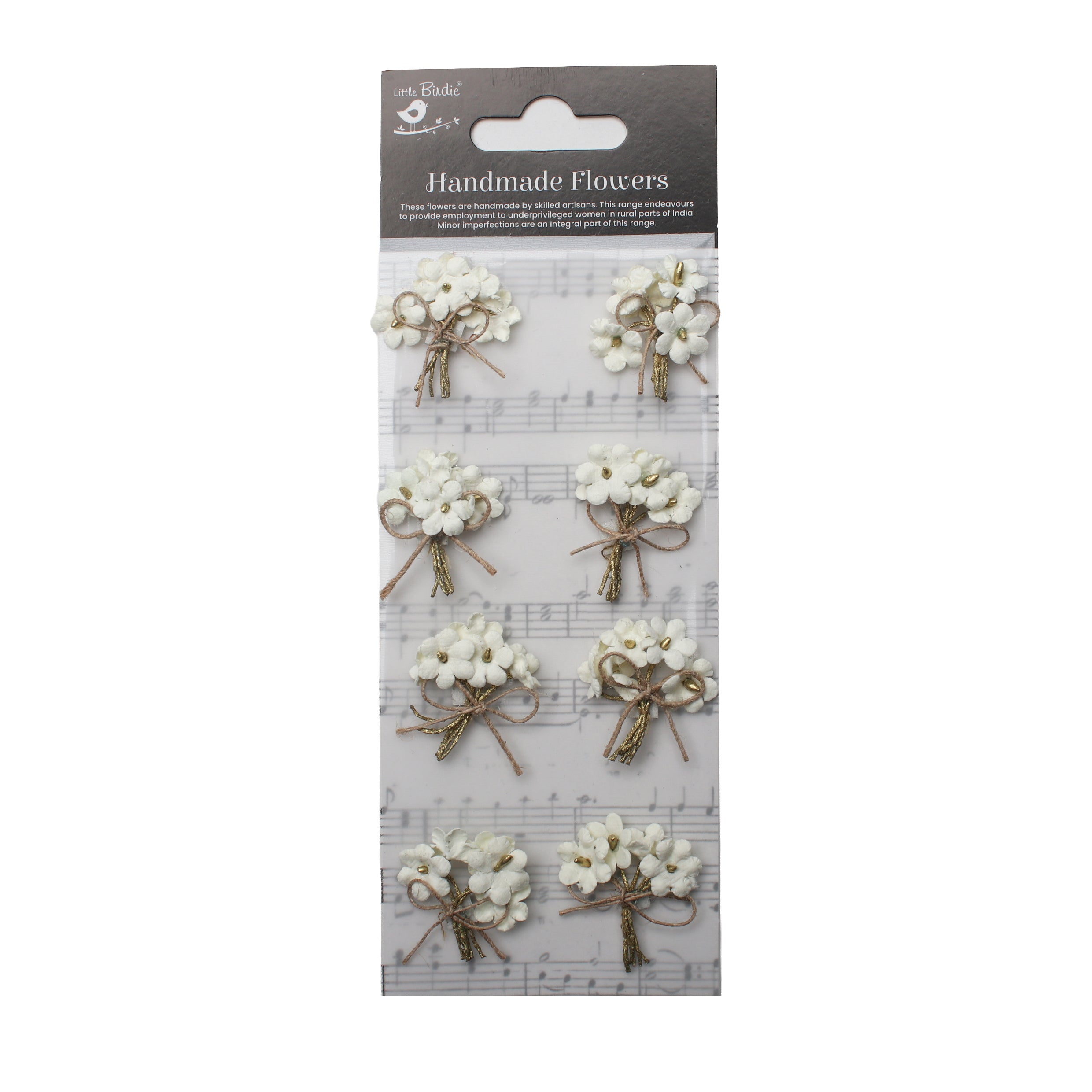 Handmade Flowers Bouquet Ivory Pearl 8Pc