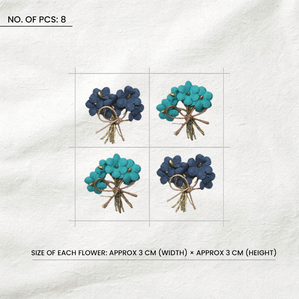 Handmade Flowers Bouquet Blue Sky 8Pc