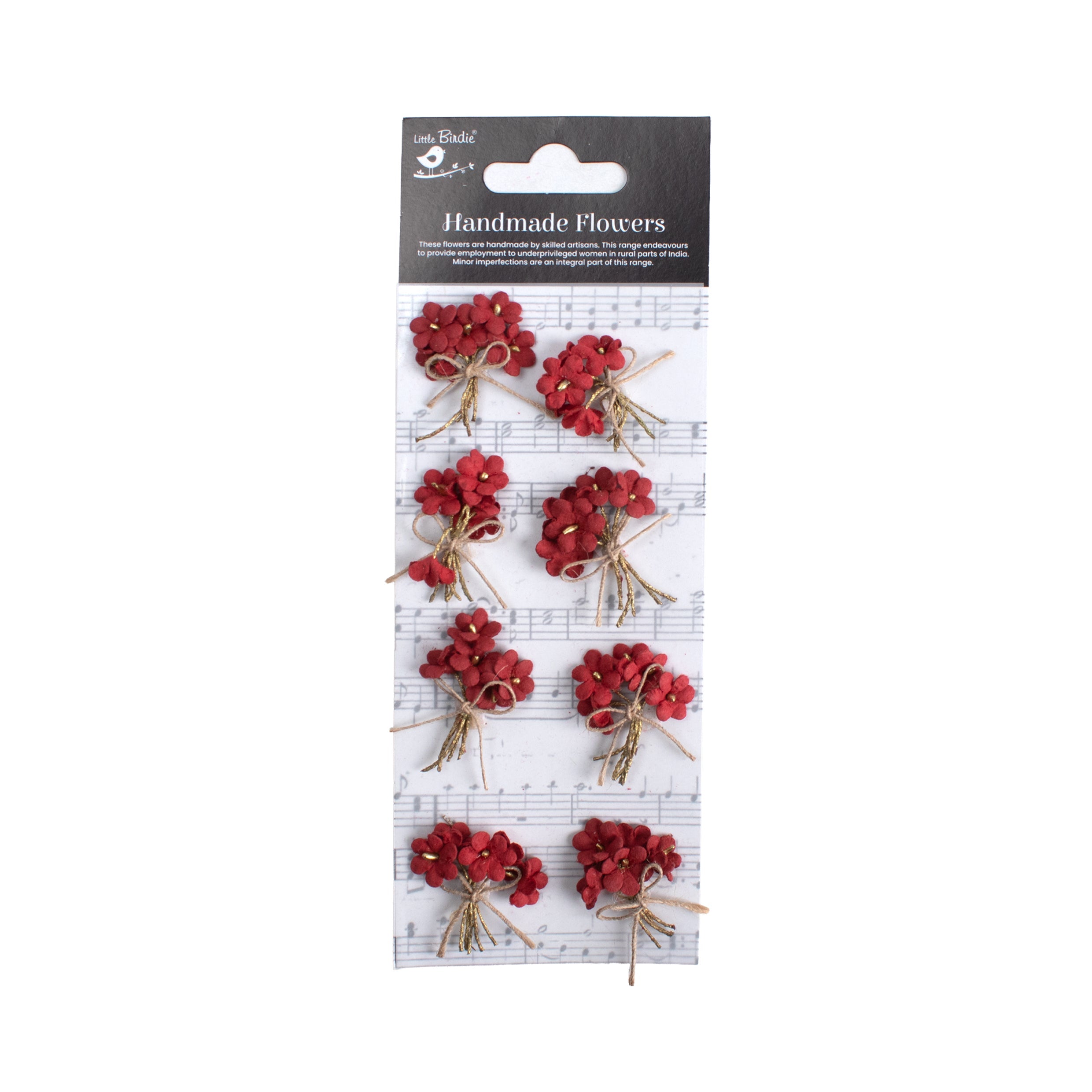 Handmade Flowers Bouquet Cardinal Red 8Pc