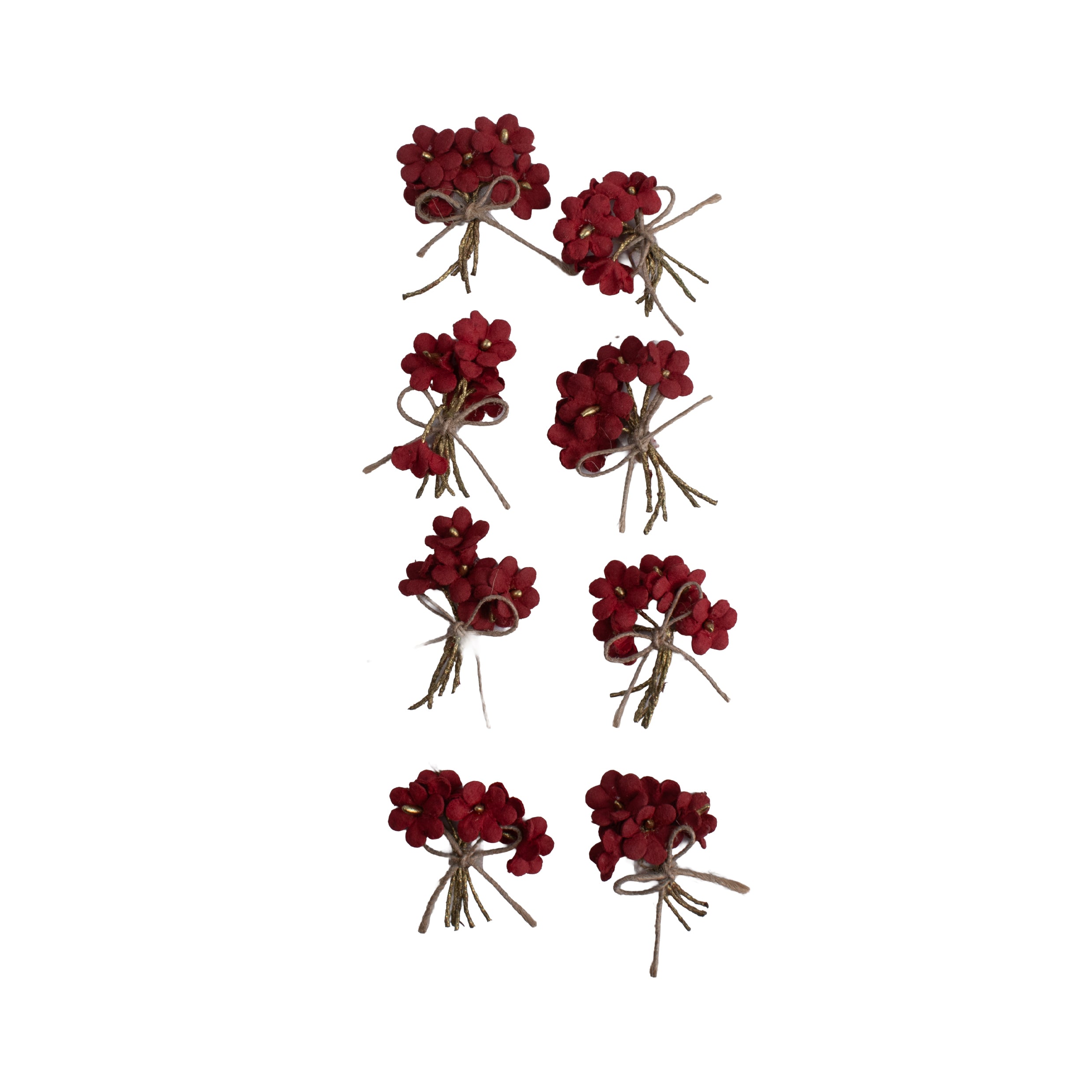 Handmade Flowers Bouquet Cardinal Red 8Pc