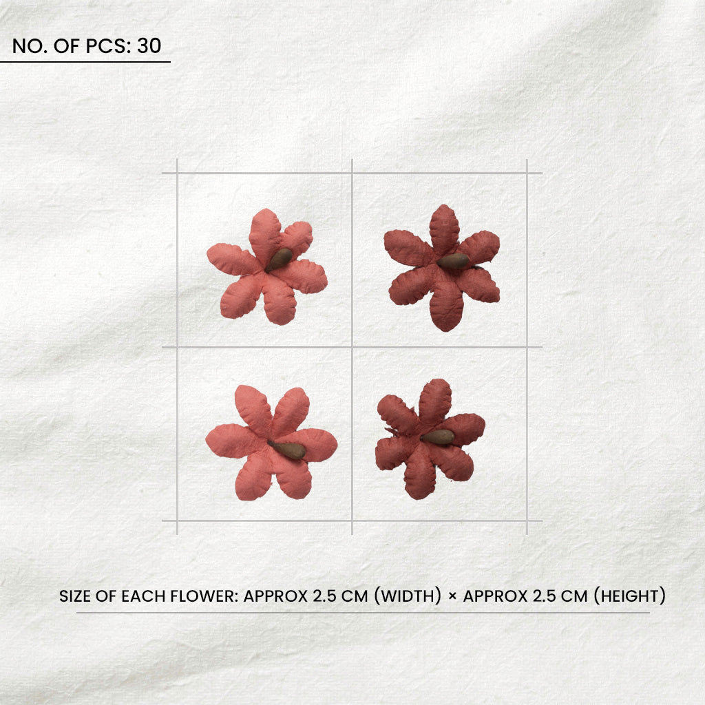 Handmade Flowers Mia Vintage Red 30Pc