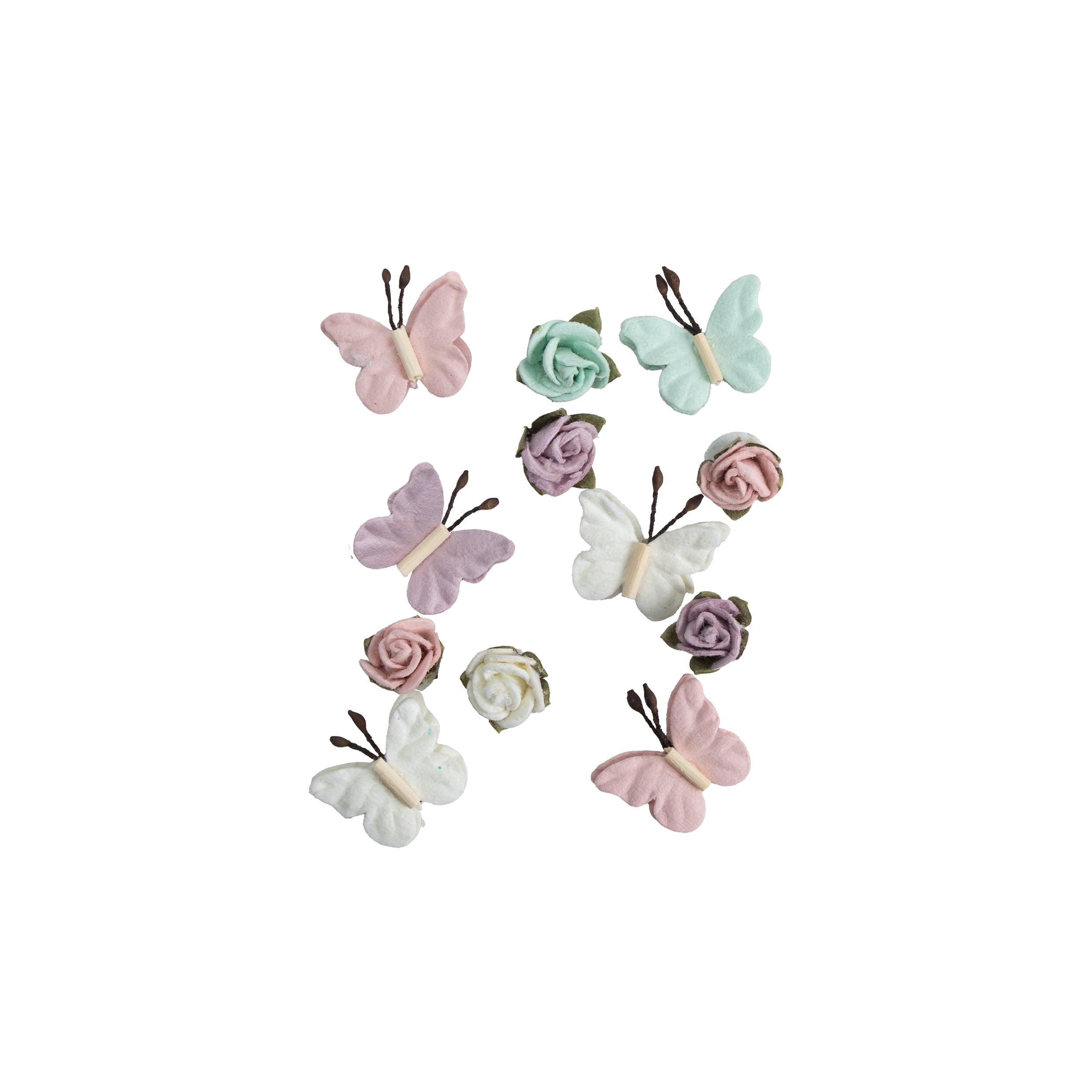 Handmade Flowers Roses & Butterflies Fairy Garden 12Pc