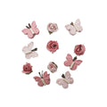 Handmade Flowers Roses & Butterflies Pink Passion 12Pc
