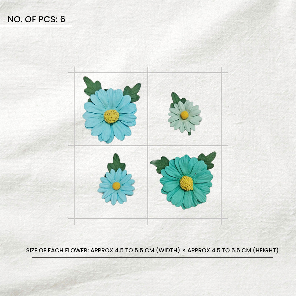 Handmade Flowers Anya Teal Vibes 6Pc