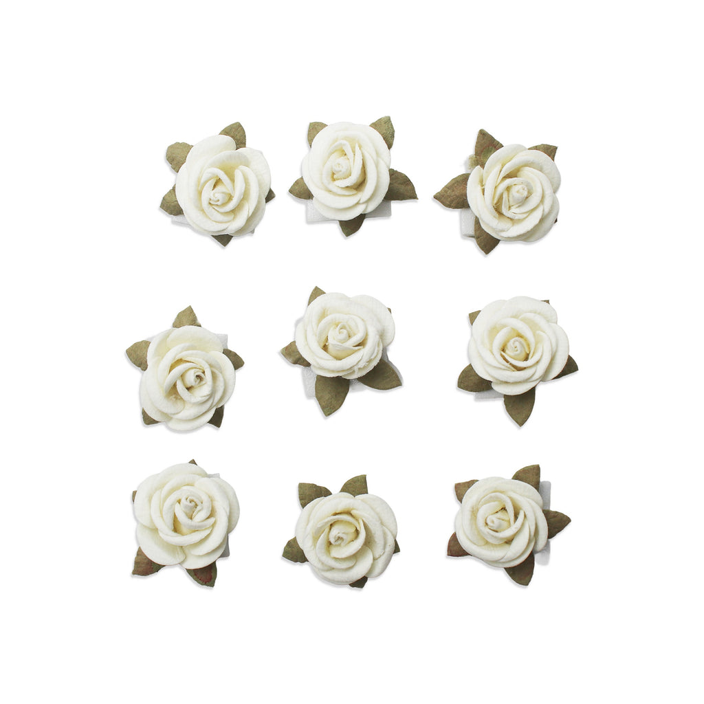 Handmade Flowers Rosalina Ivory Pearl 9Pc