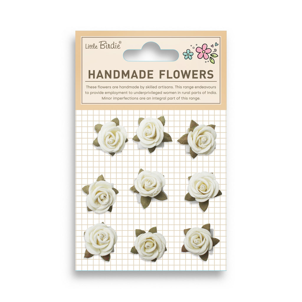 Handmade Flowers Rosalina Ivory Pearl 9Pc