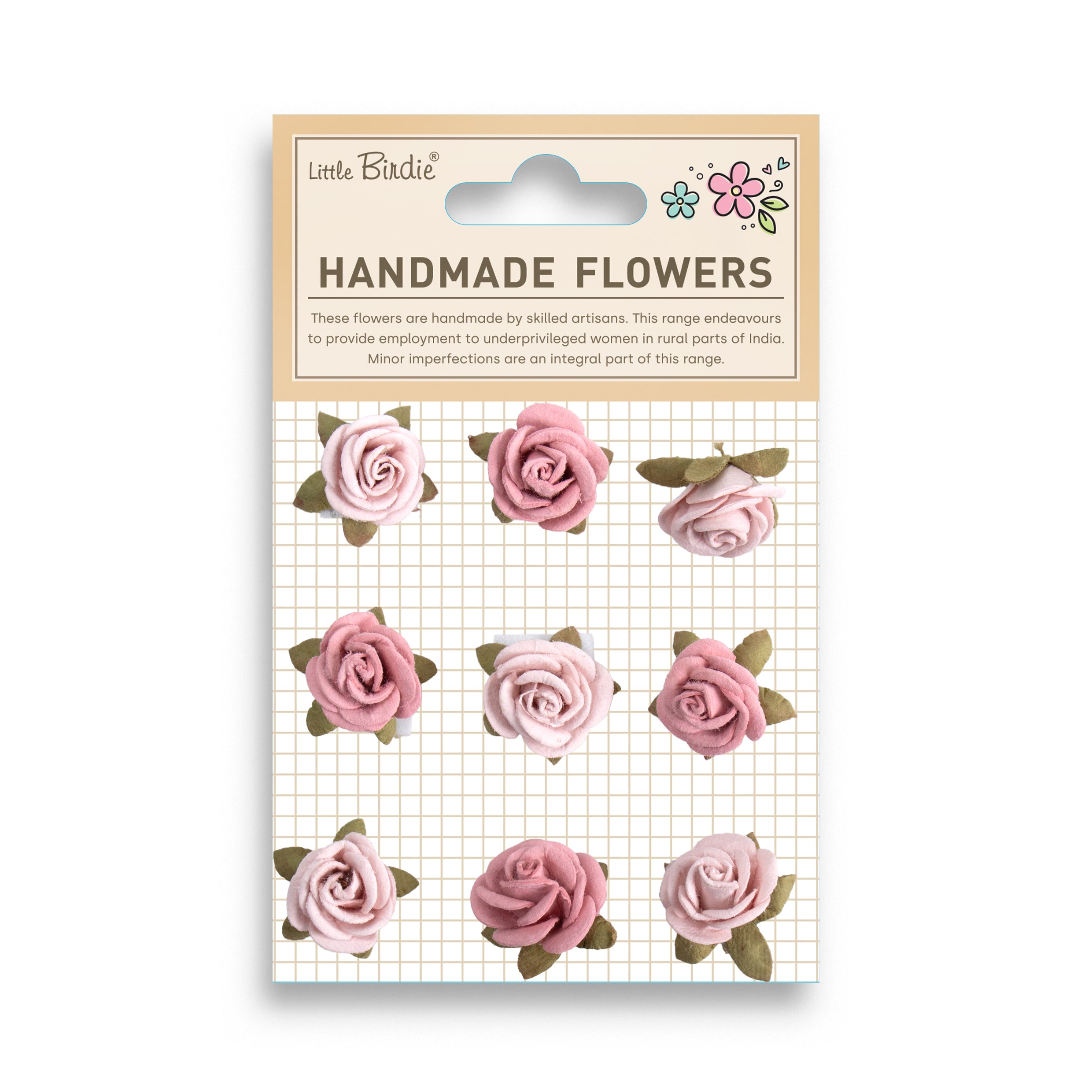 Handmade Flowers Rosalina Pink Passion 9Pc