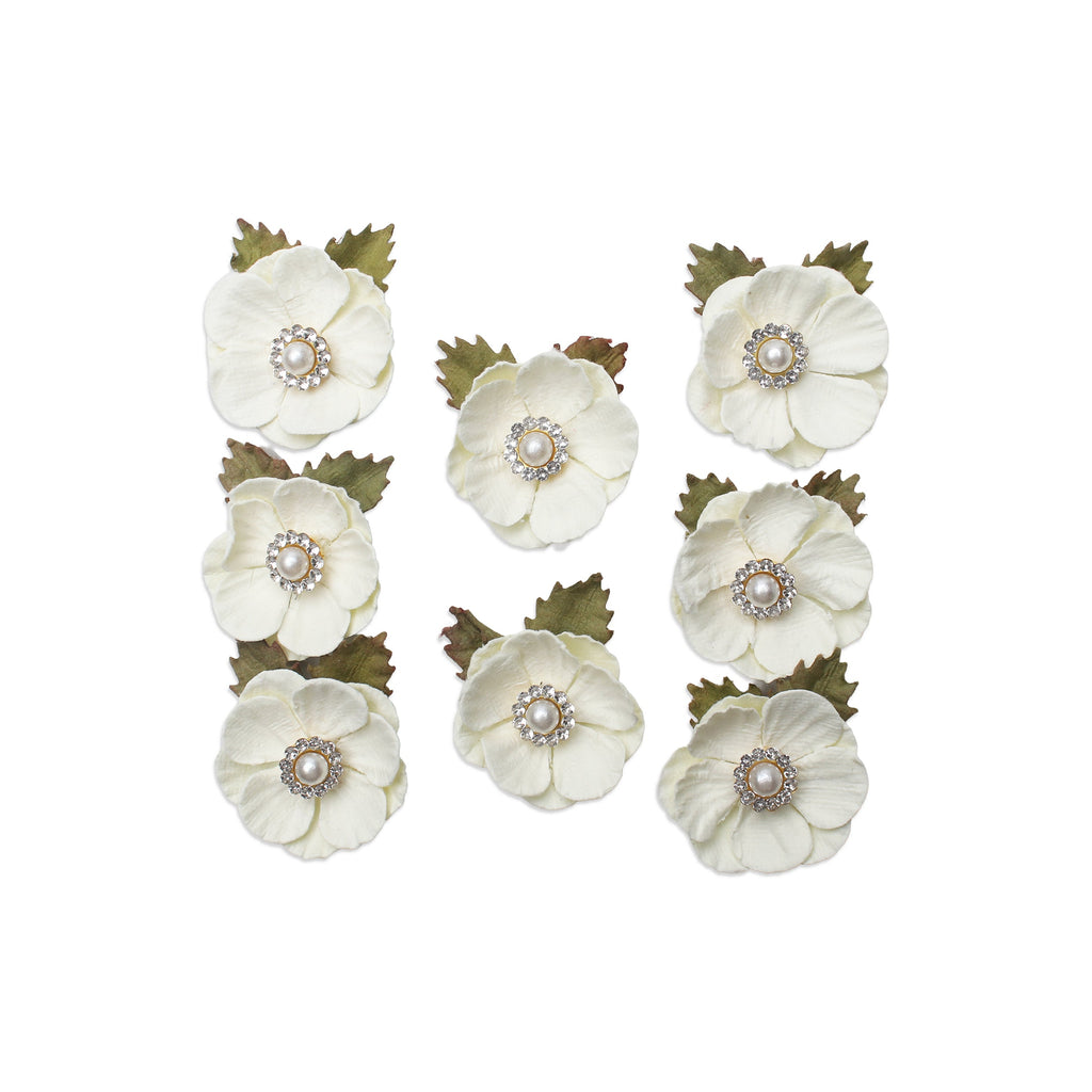 Handmade Flowers Buttercup Ivory Pearl 8Pc