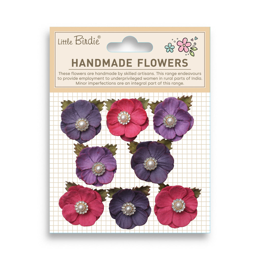 Handmade Flowers Buttercup Magenta Orchid 8Pc