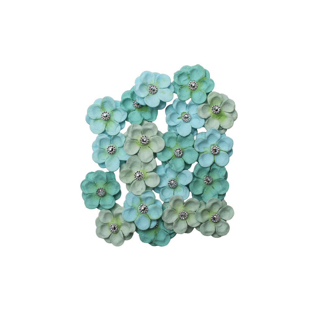 Handmade Flowers Twinkle Teal Vibes 20Pc