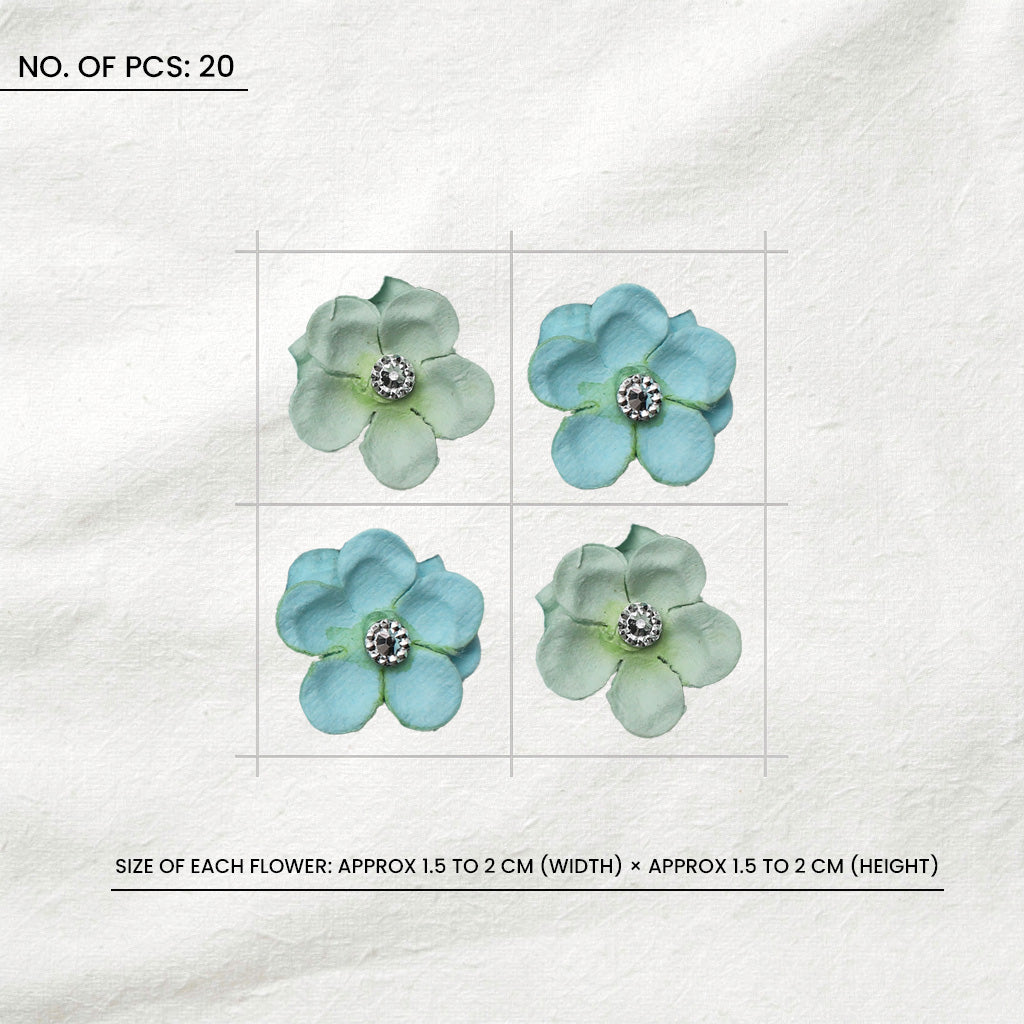 Handmade Flowers Twinkle Teal Vibes 20Pc