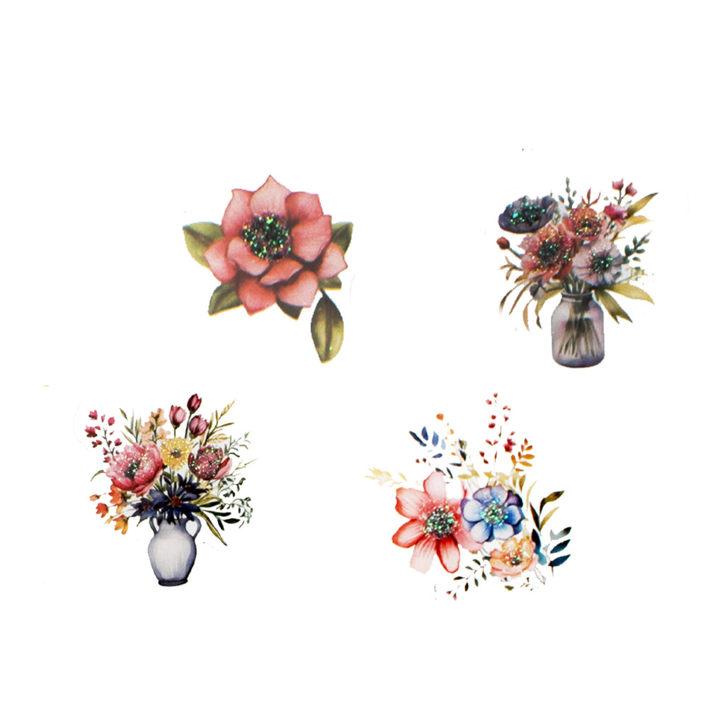 Peel off Glitter Sticker Floral Delight Approx 12.20 X 5.11cm 1 Sheet