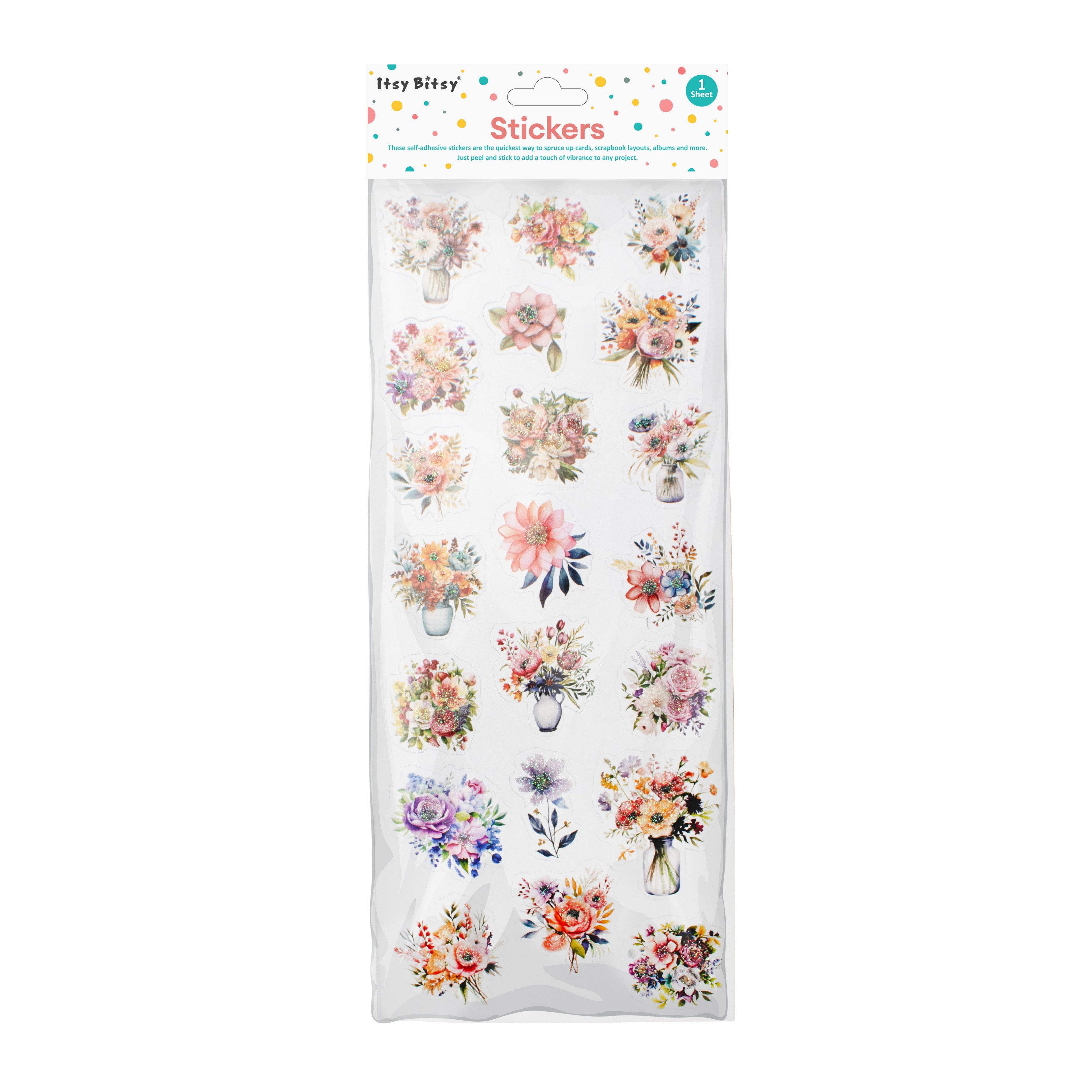 Peel off Glitter Sticker Floral Delight Approx 12.20 X 5.11cm 1 Sheet