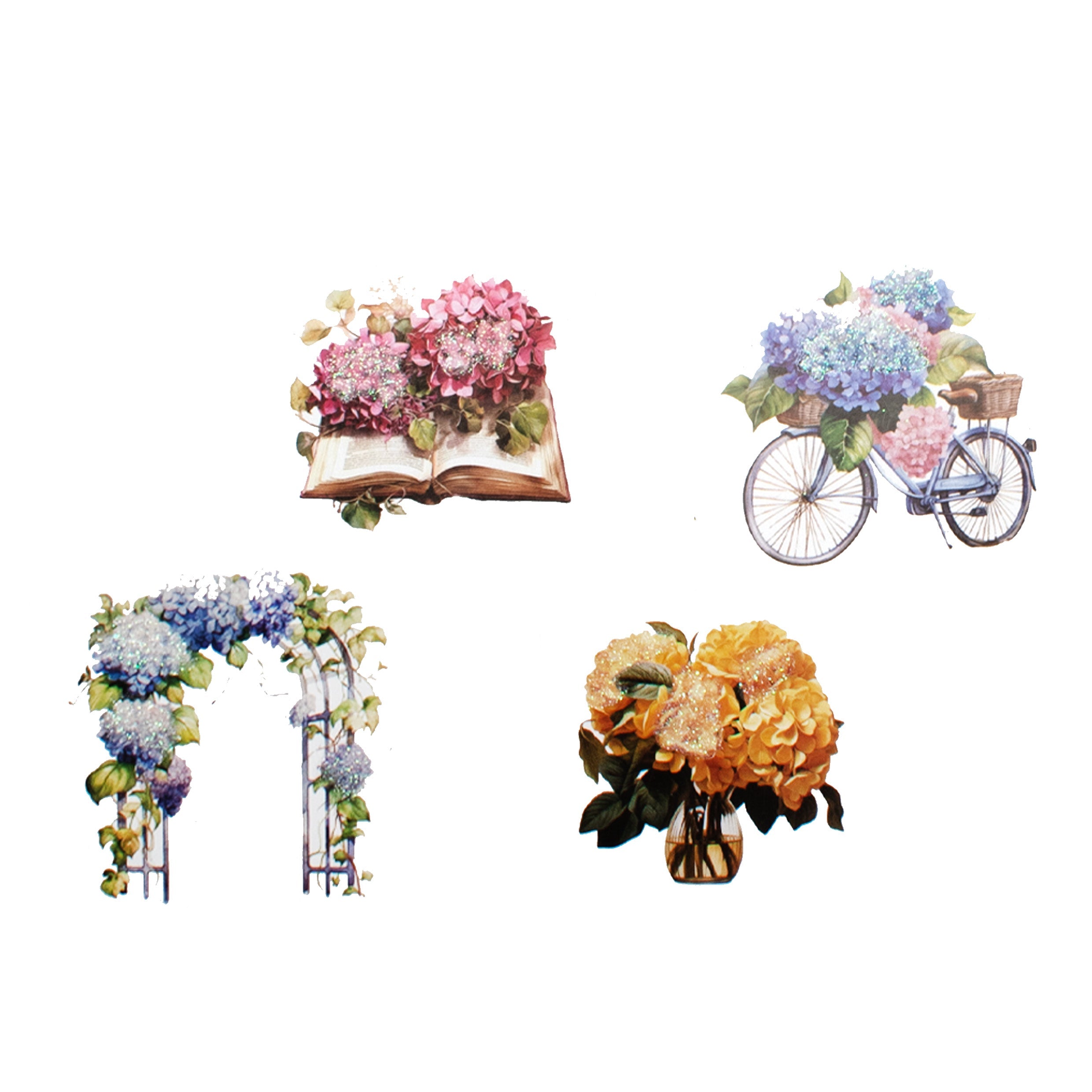 Peel off Glitter Sticker Blooming Gift Approx 12.20 X 5.11cm 1 Sheet