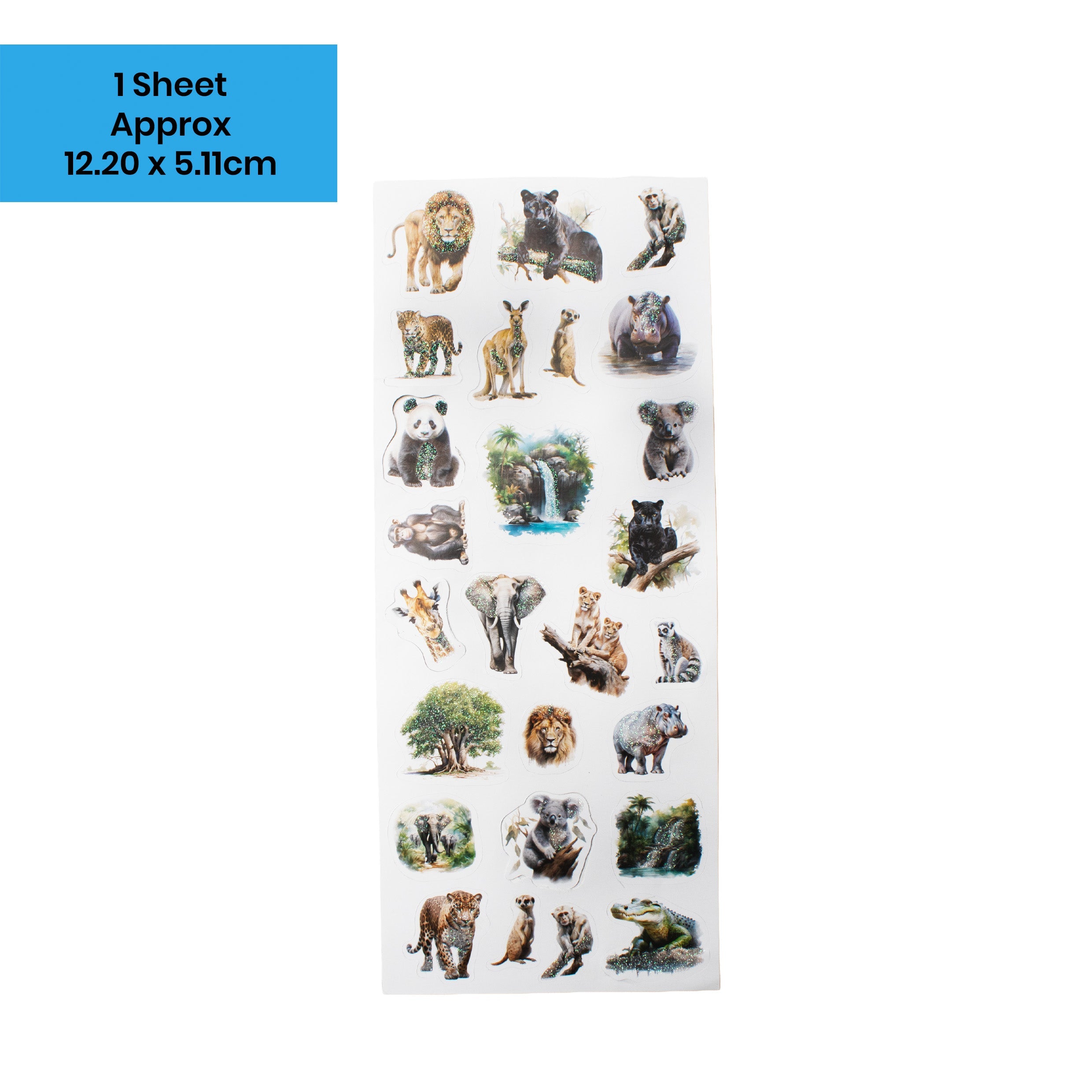 Peel off Glitter Sticker Animal Zone Approx 12.20 X 5.11cm 1 Sheet