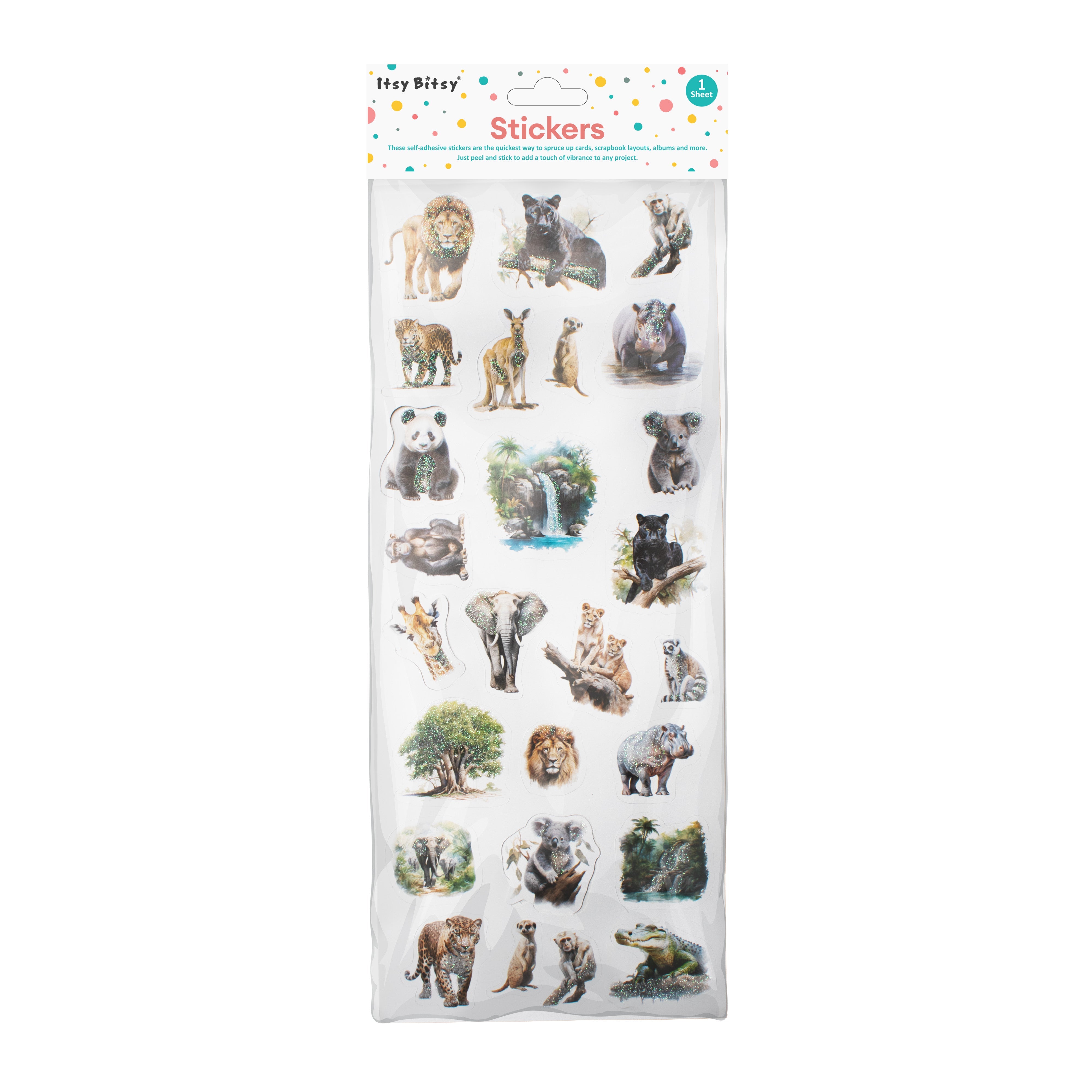 Peel off Glitter Sticker Animal Zone Approx 12.20 X 5.11cm 1 Sheet