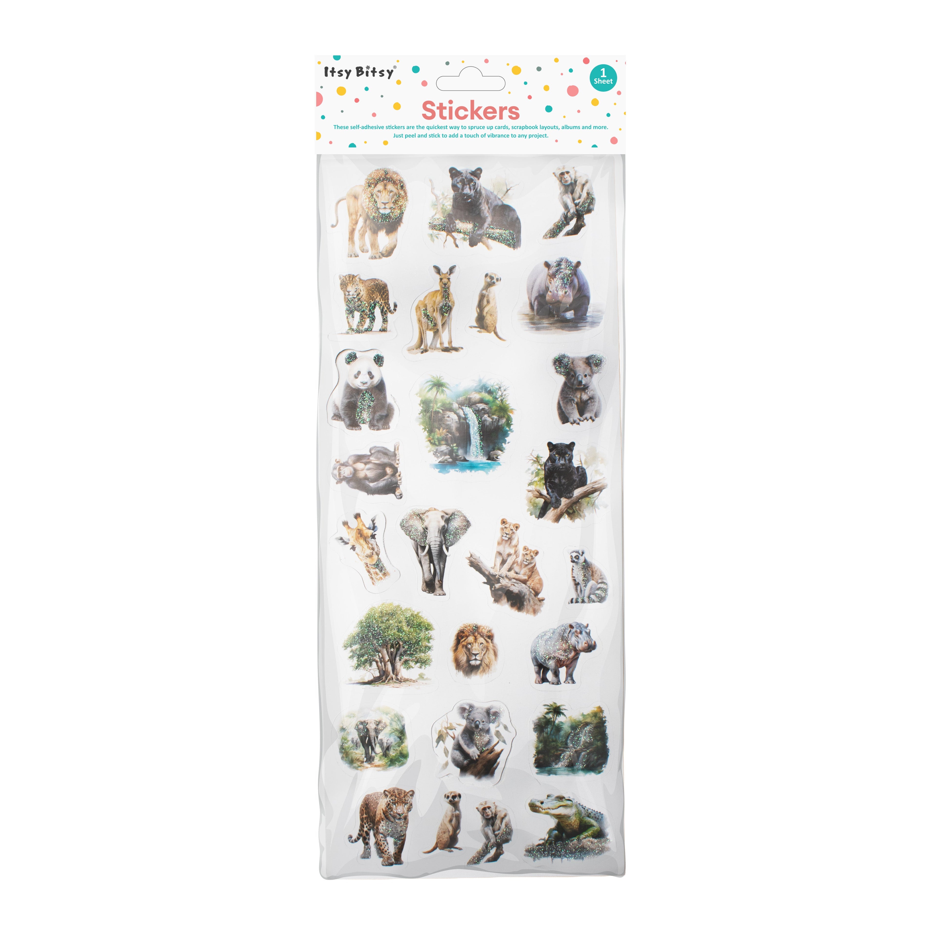 Peel off Glitter Sticker Animal Zone Approx 12.20 X 5.11cm 1 Sheet