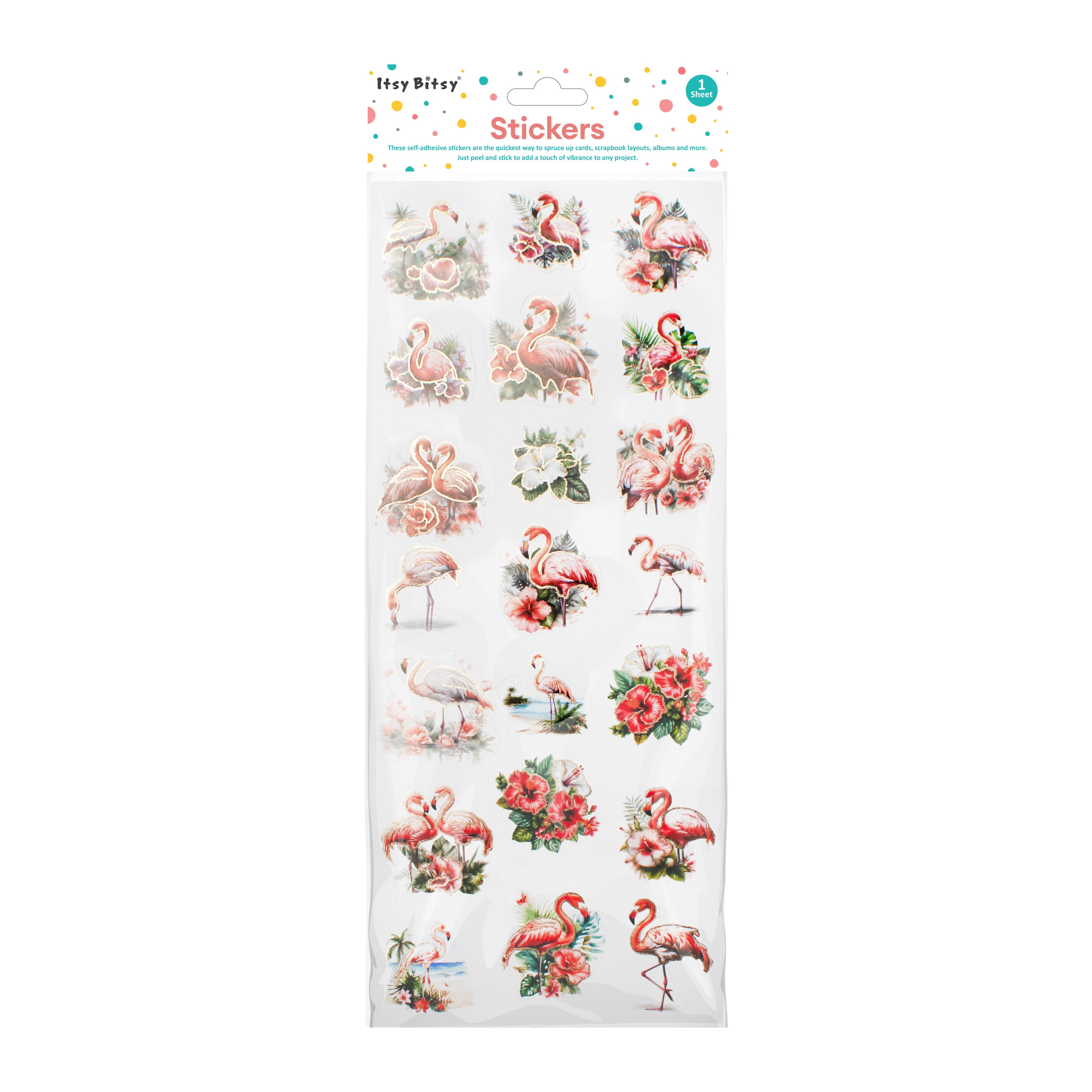 Peel off Foil Sticker Flamingo Retreat Approx 12.20 X 5.11cm 1 Sheet