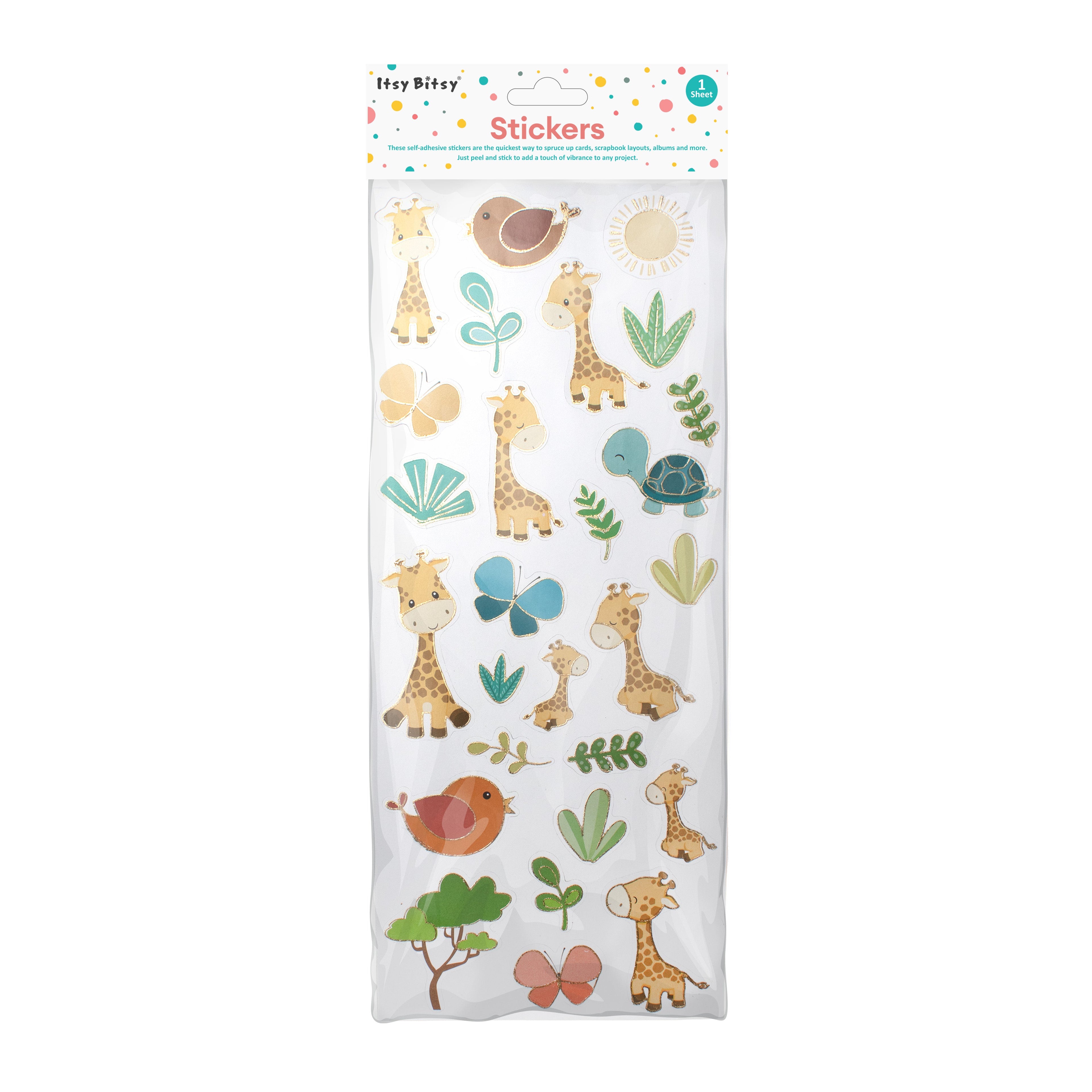 Peel off Foil Sticker Giraffe Buddies Approx 12.20 X 5.11cm 1 Sheet