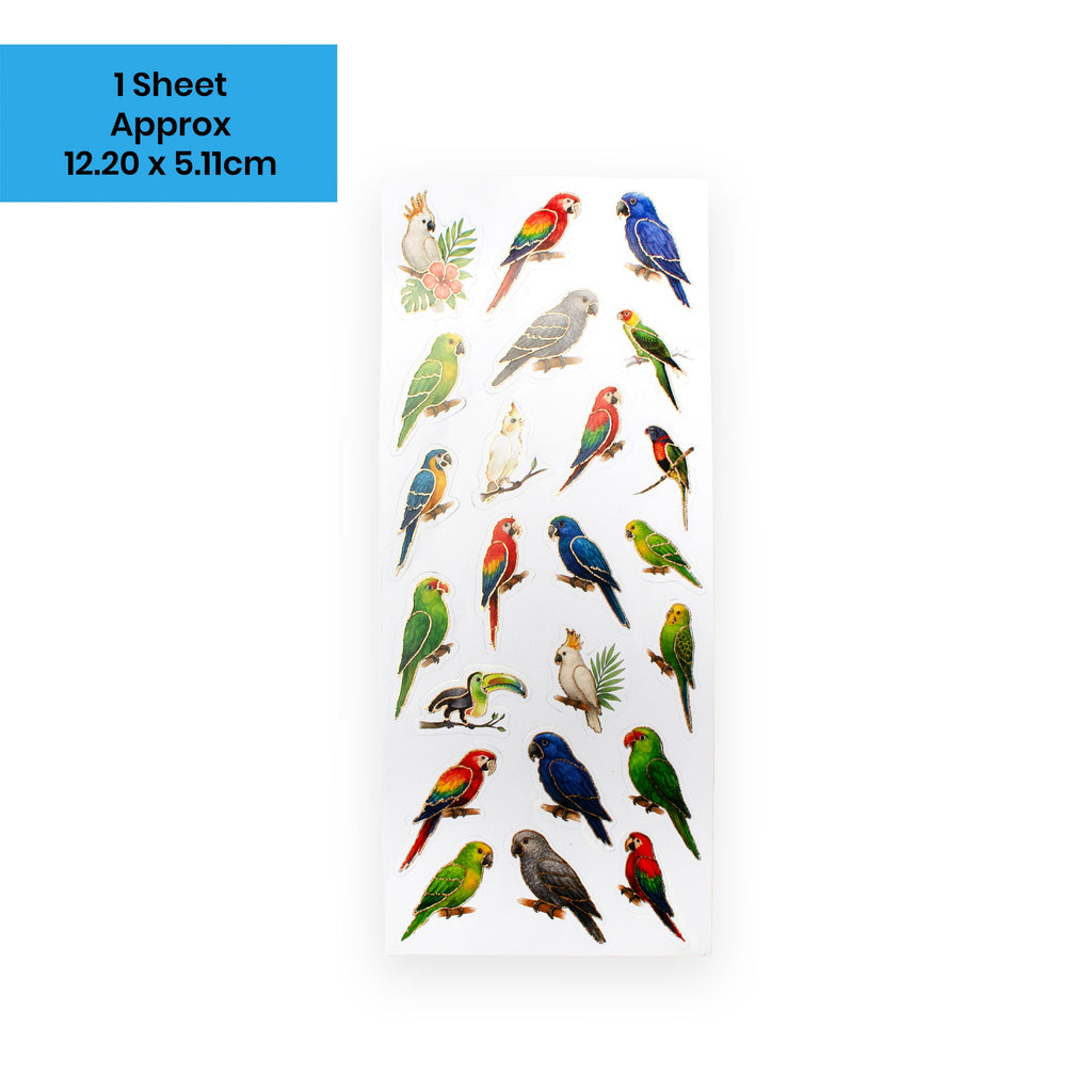Peel off Foil Sticker Parrot Gallery Approx 12.20 X 5.11cm 1 Sheet