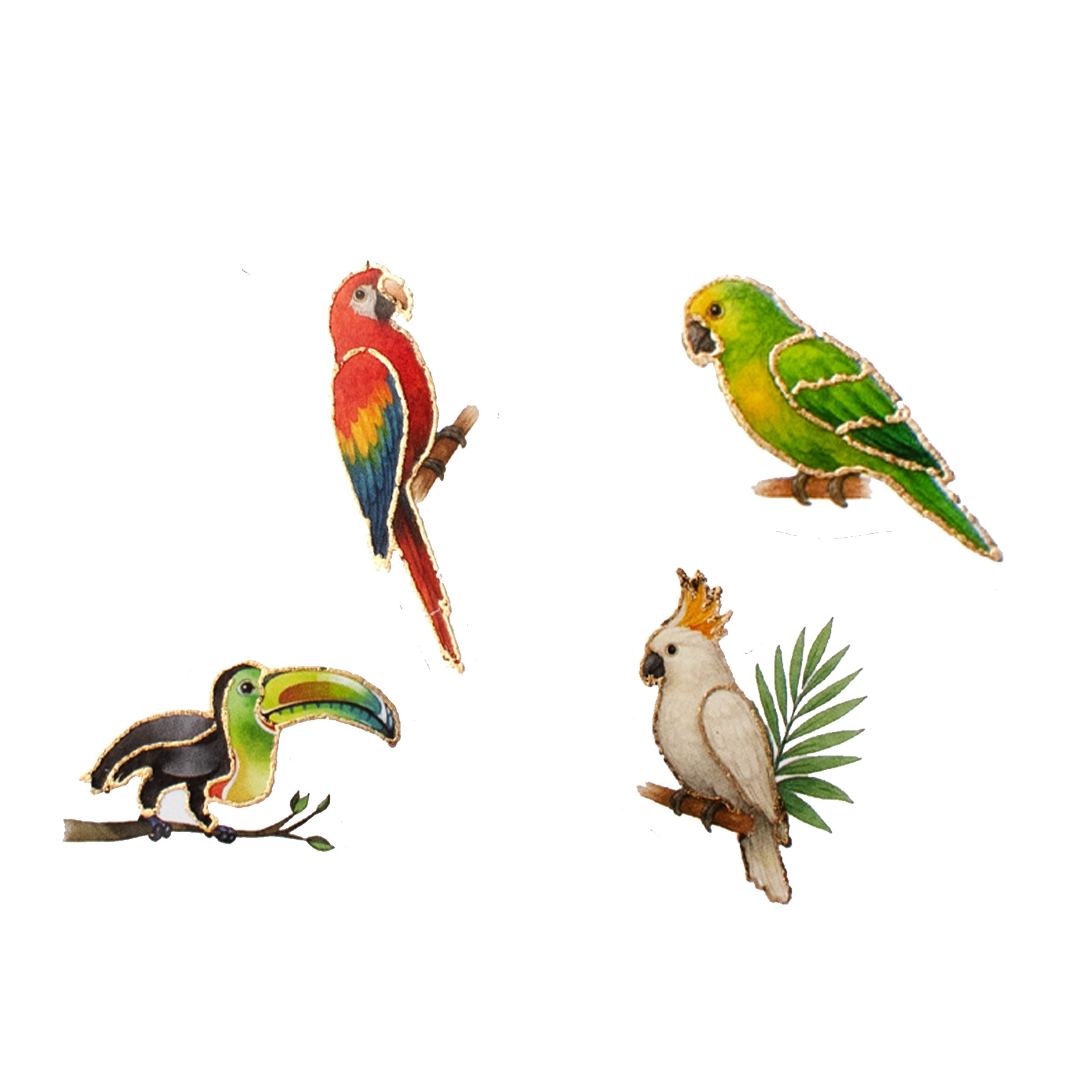Peel off Foil Sticker Parrot Gallery Approx 12.20 X 5.11cm 1 Sheet