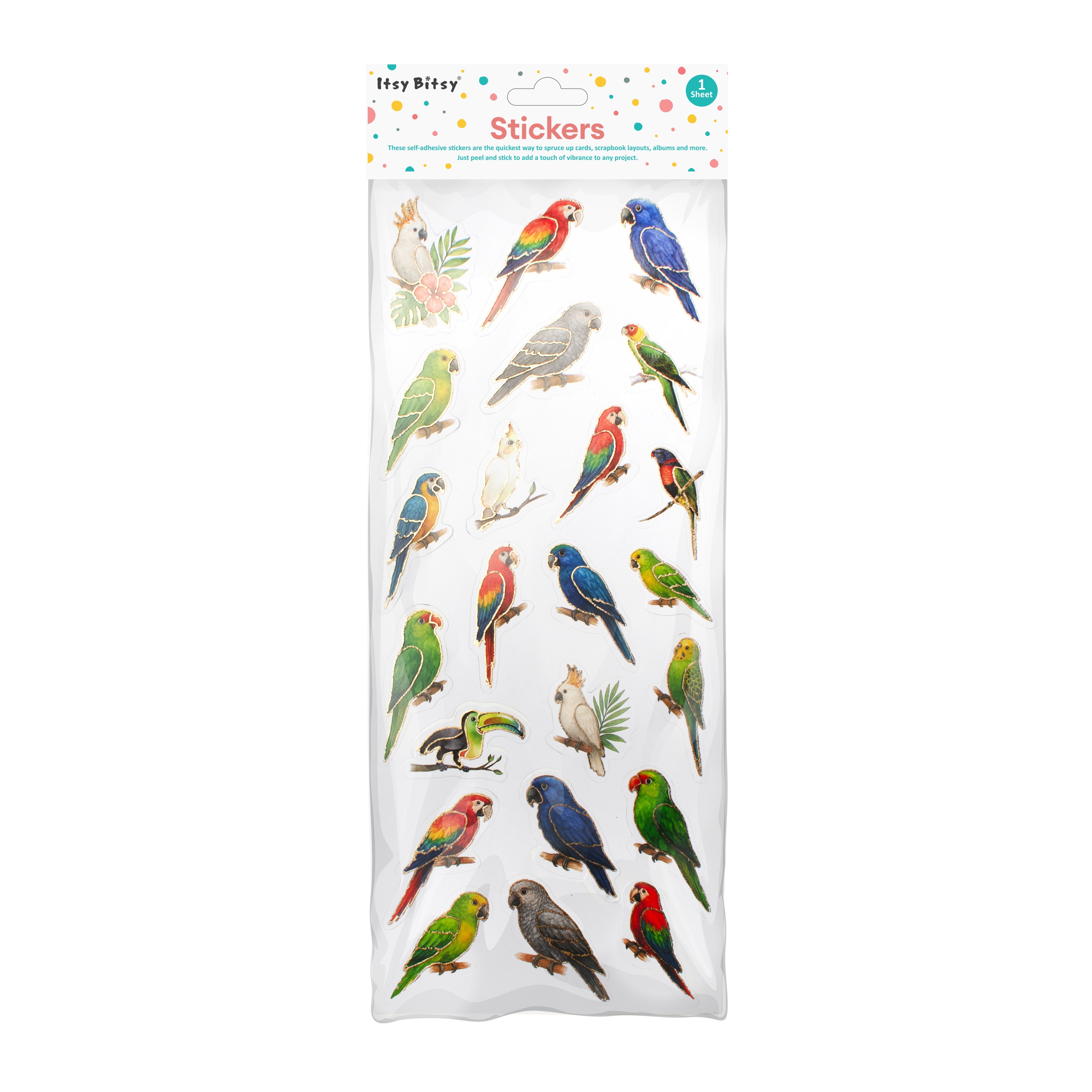 Peel off Foil Sticker Parrot Gallery Approx 12.20 X 5.11cm 1 Sheet