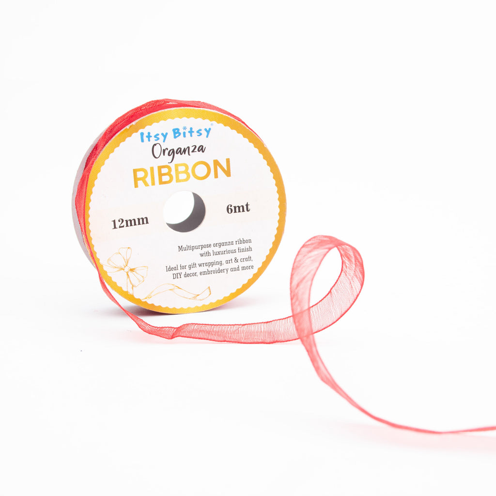 Organza Ribbon 12mm Red 6mt 1 Roll