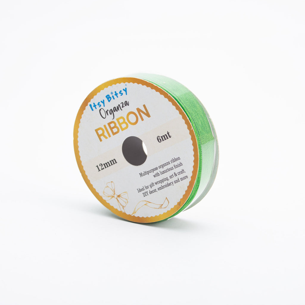 Organza Ribbon 12mm Parrot Green 6mt 1 Roll