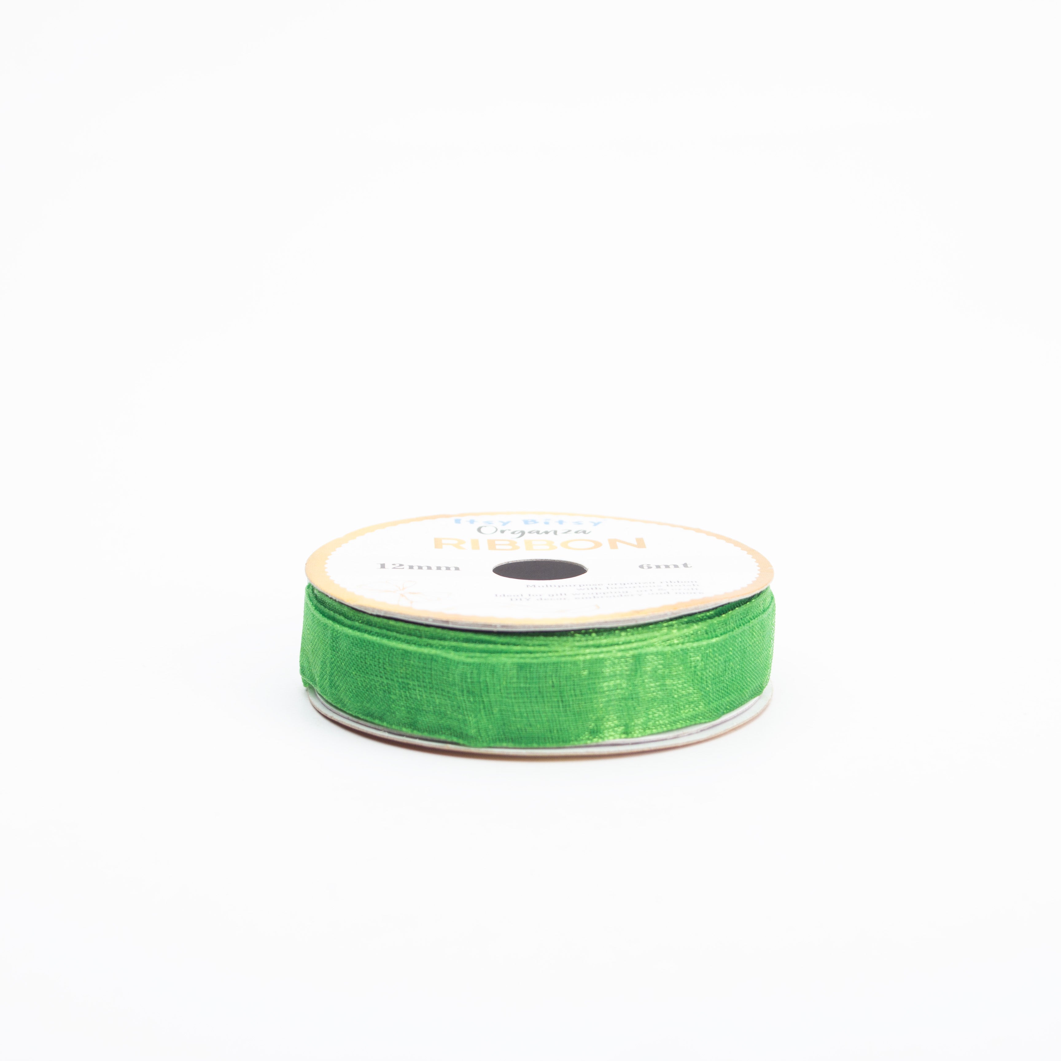 Organza Ribbon 12mm Parrot Green 6mt 1 Roll