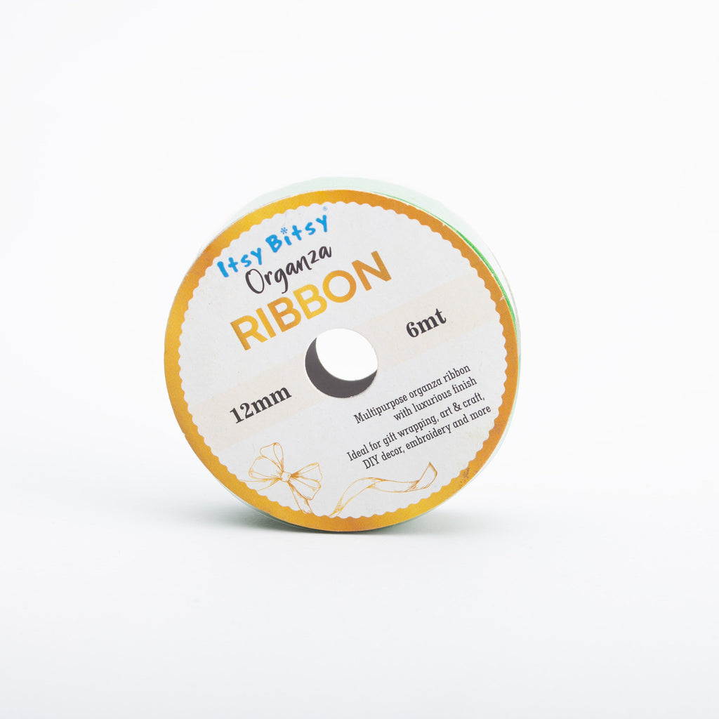 Organza Ribbon 12mm Parrot Green 6mt 1 Roll