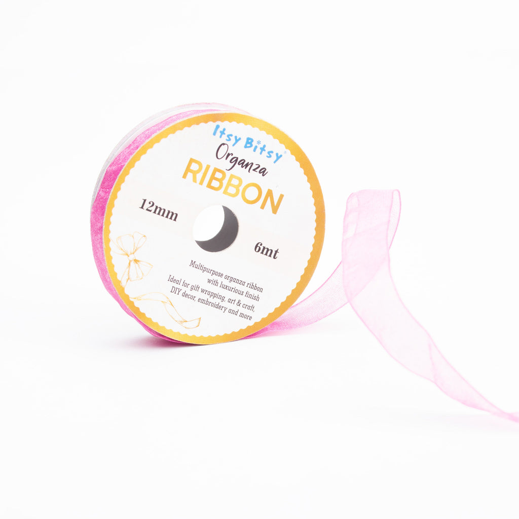 Organza Ribbon 12mm Pink 6mt 1 Roll