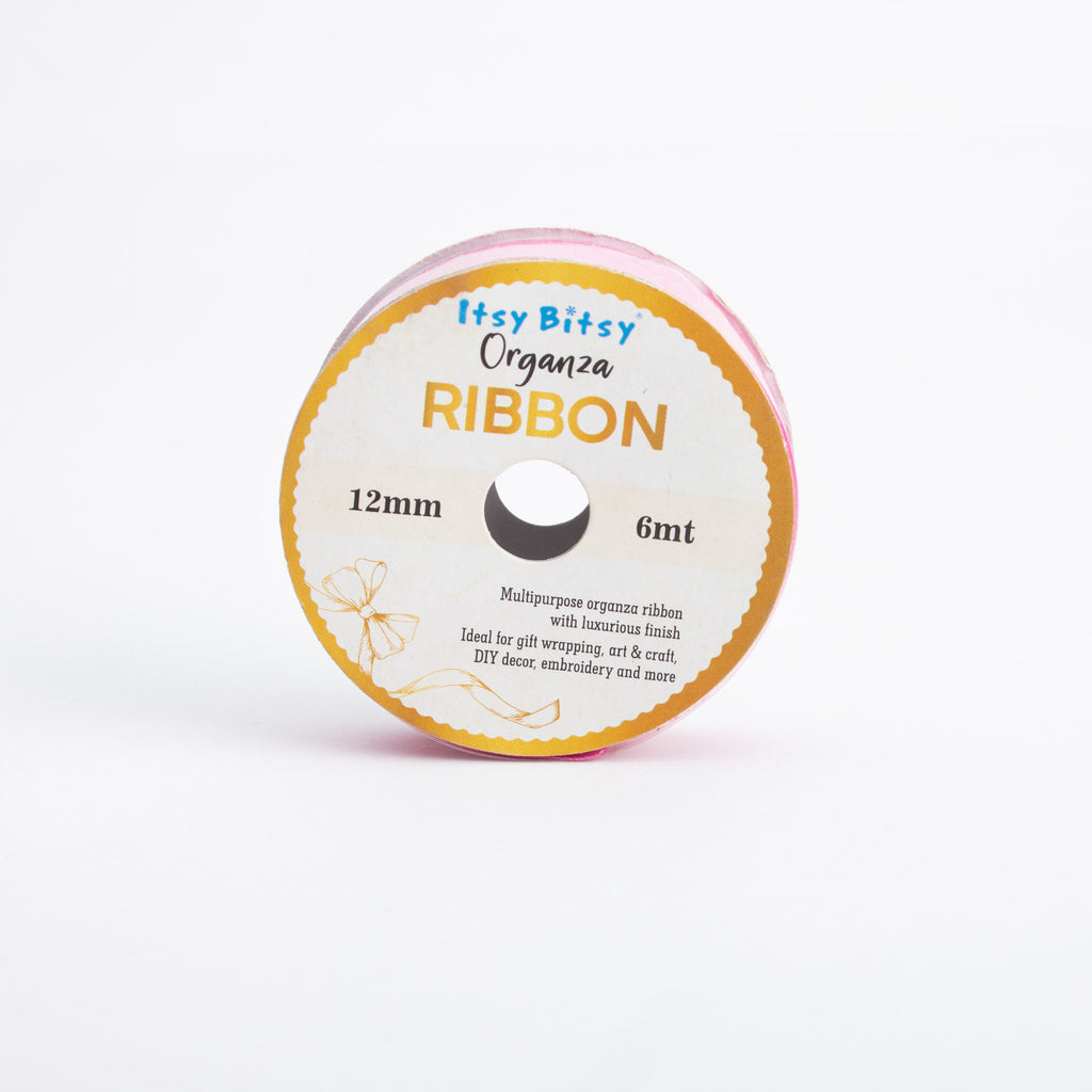 Organza Ribbon 12mm Pink 6mt 1 Roll