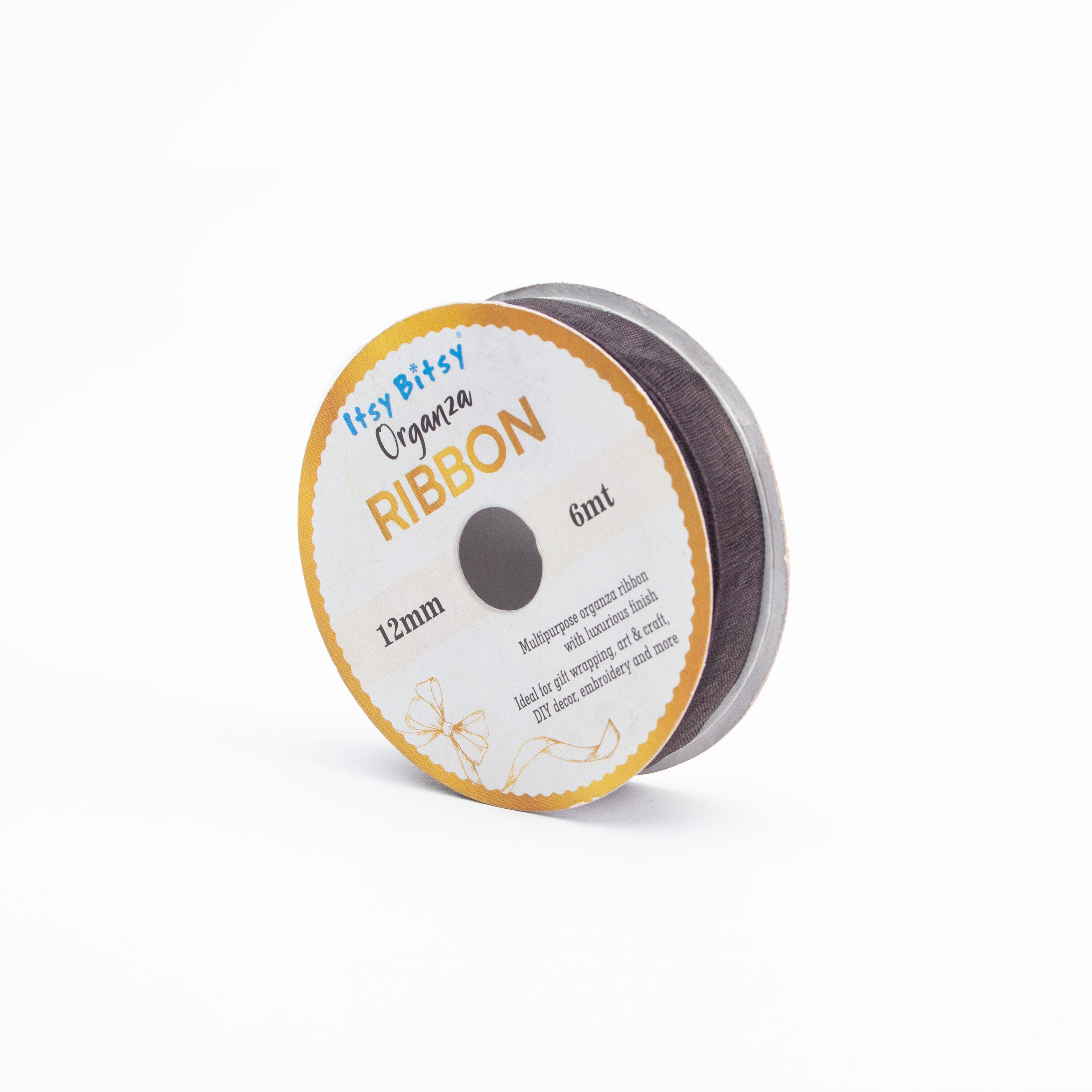 Organza Ribbon 12mm Black 6mt 1 Roll