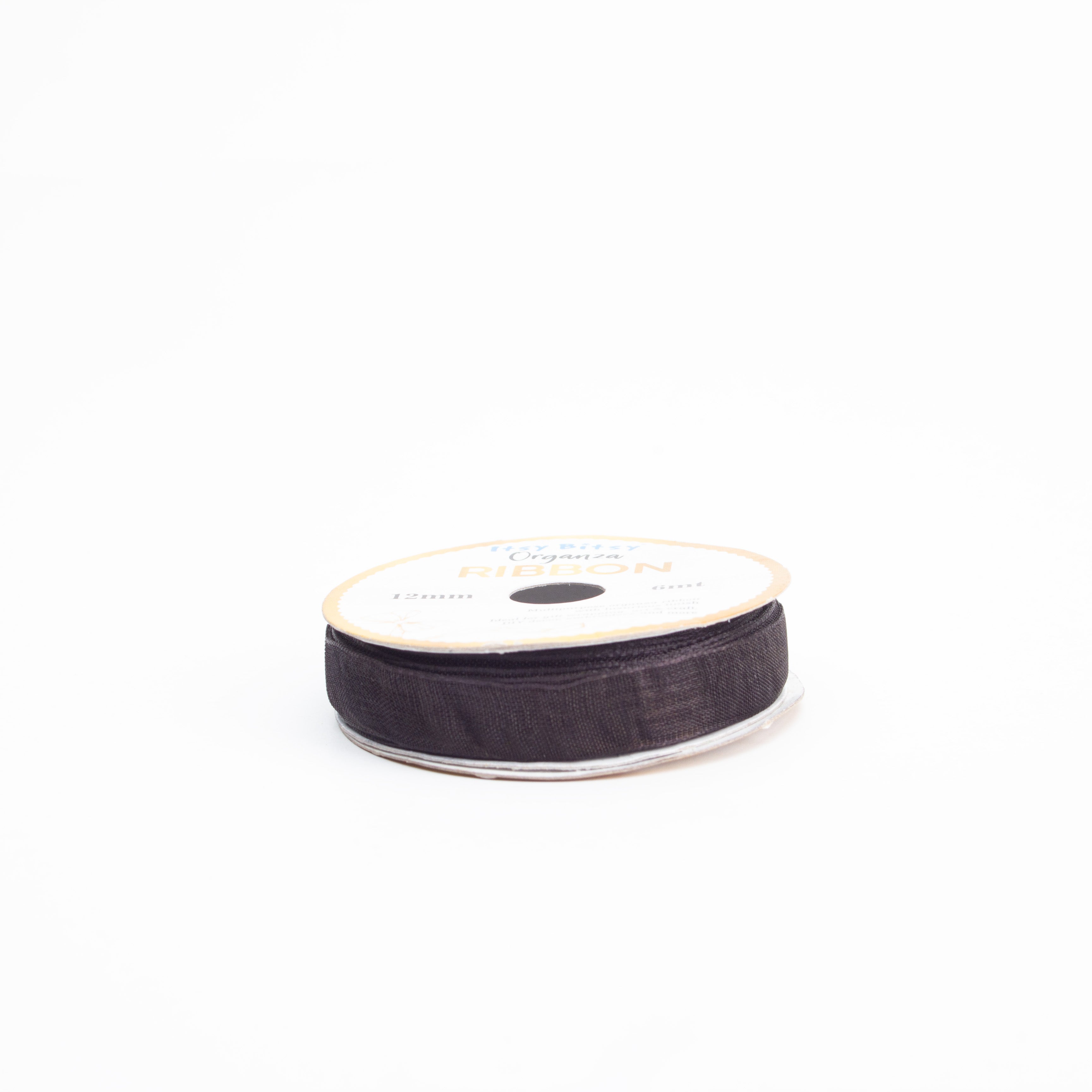 Organza Ribbon 12mm Black 6mt 1 Roll
