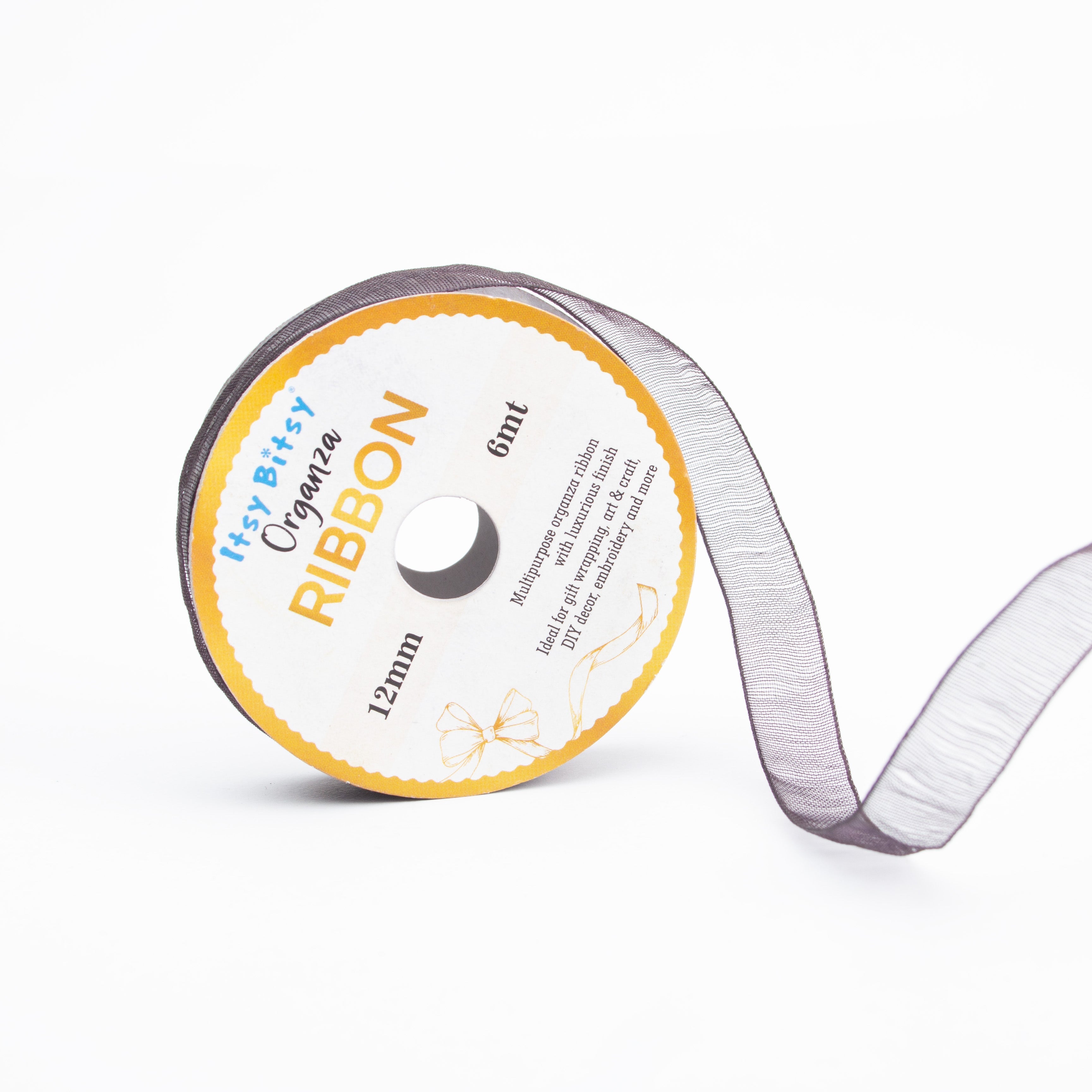 Organza Ribbon 12mm Black 6mt 1 Roll