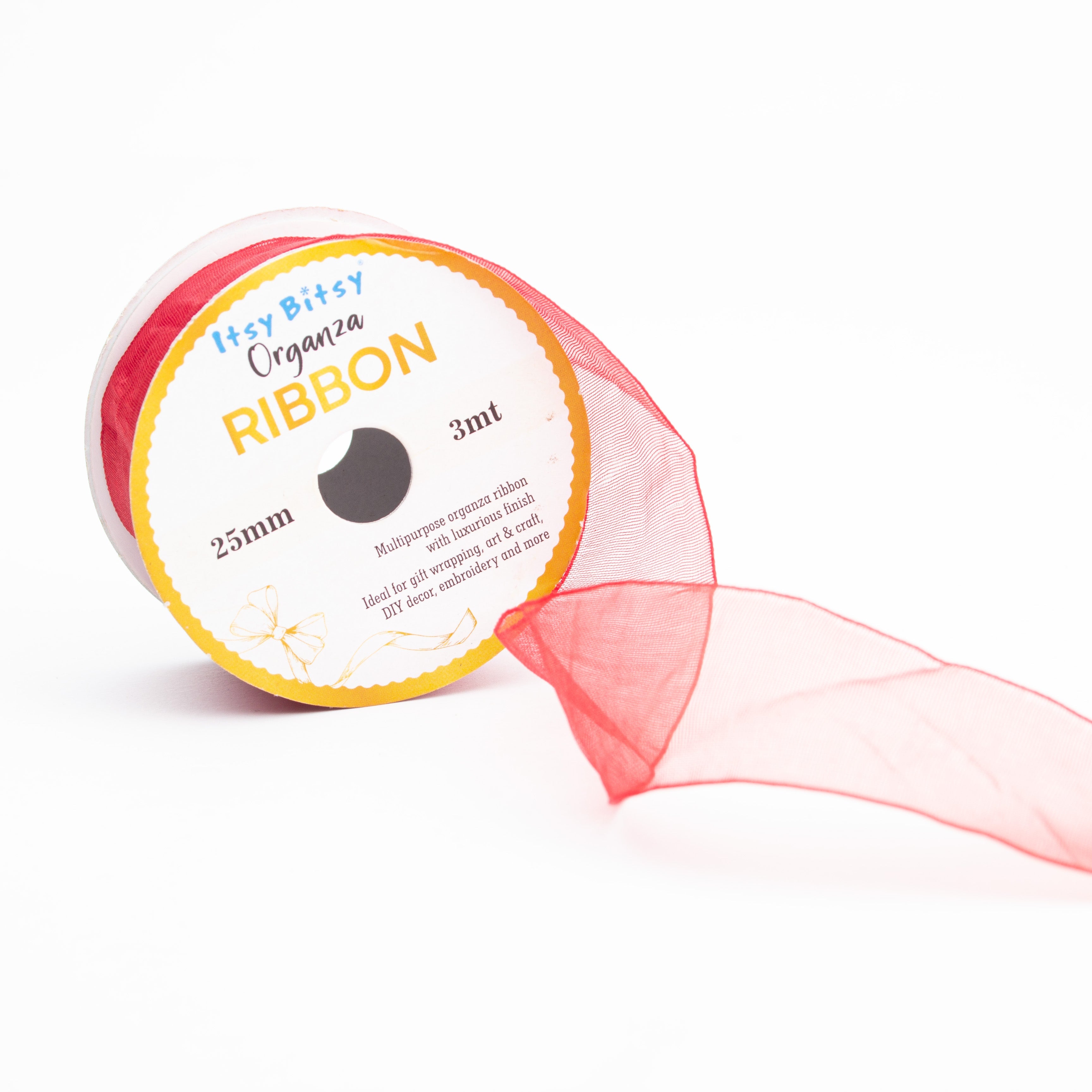 Organza Ribbon 25mm Red 3mt 1 Roll