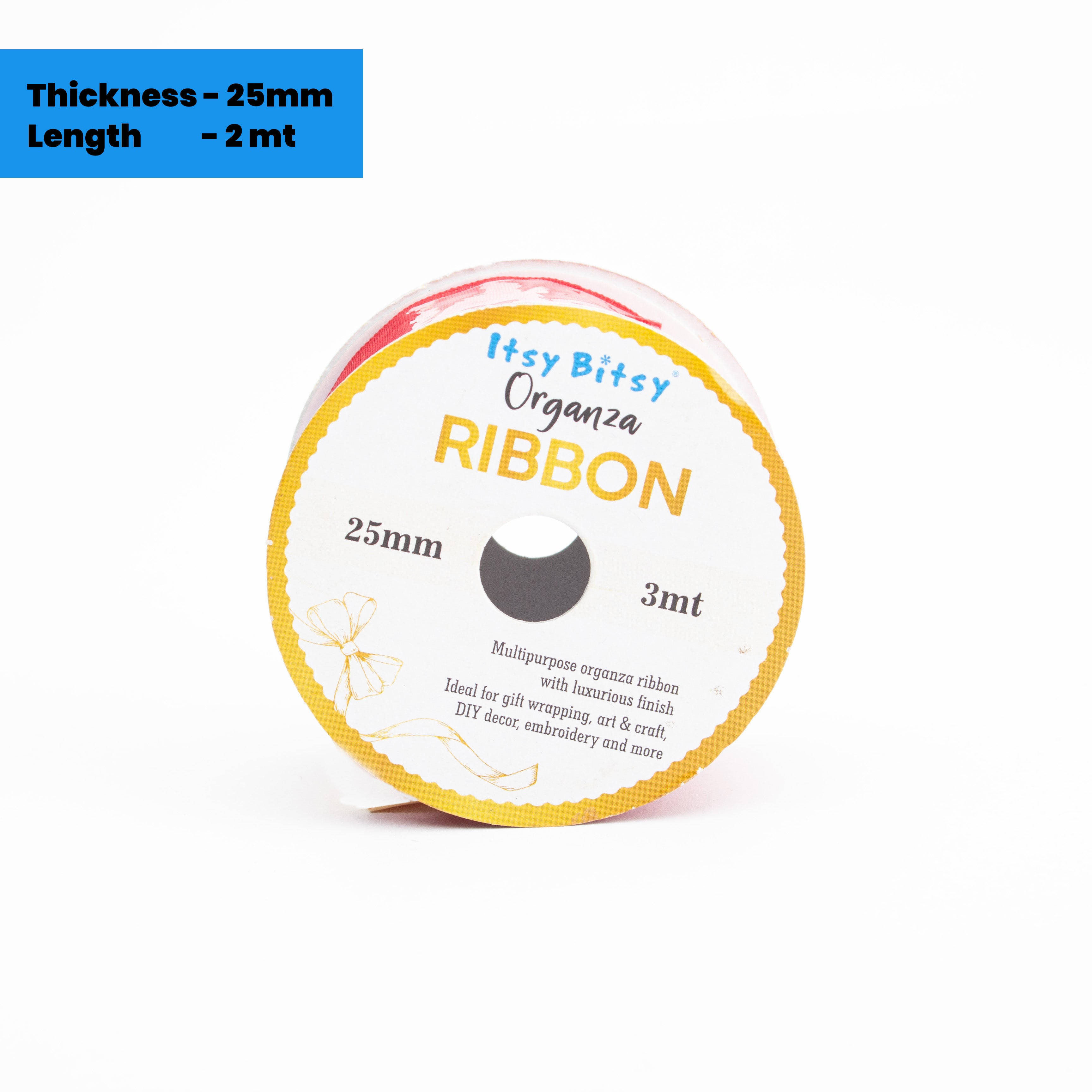 Organza Ribbon 25mm Red 3mt 1 Roll