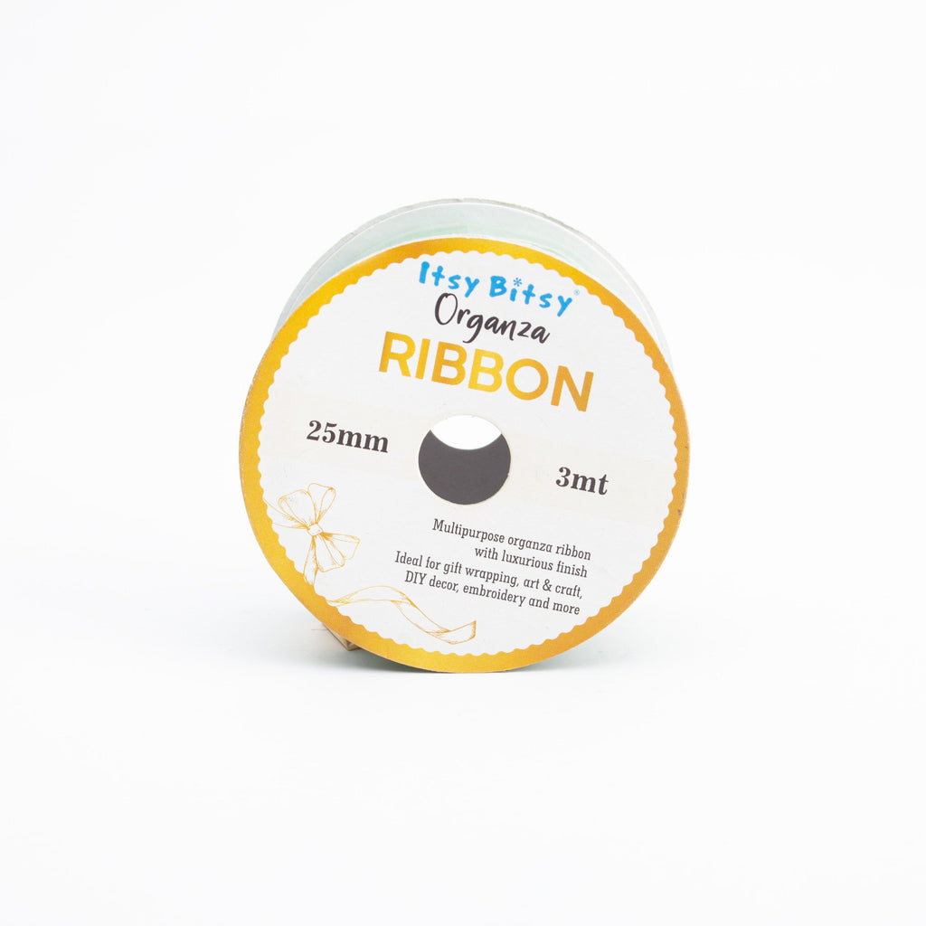 Organza Ribbon 25mm Parrot Green 3mt 1 Roll