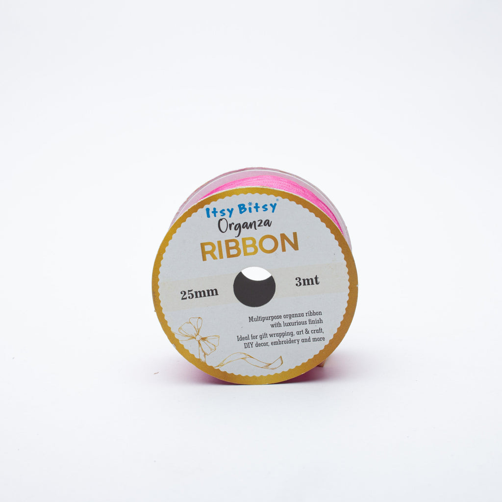 Organza Ribbon 25mm Pink 3mt 1 Roll
